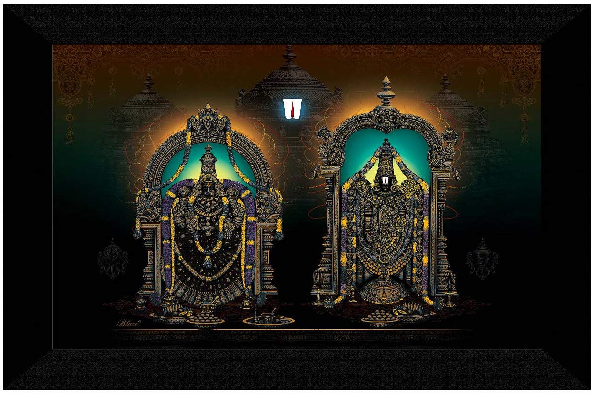 SAF paintings Tiruapti Balaji Painting UV Textured Home Decorative Gift Item with Synthetic Frame