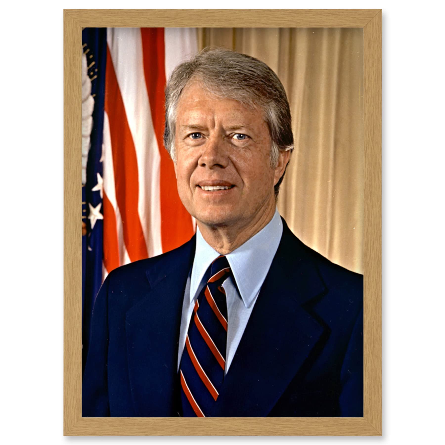 Artery8 39th US President Jimmy Carter Official Portrait Photo Artwork Framed Wall Art Print A4