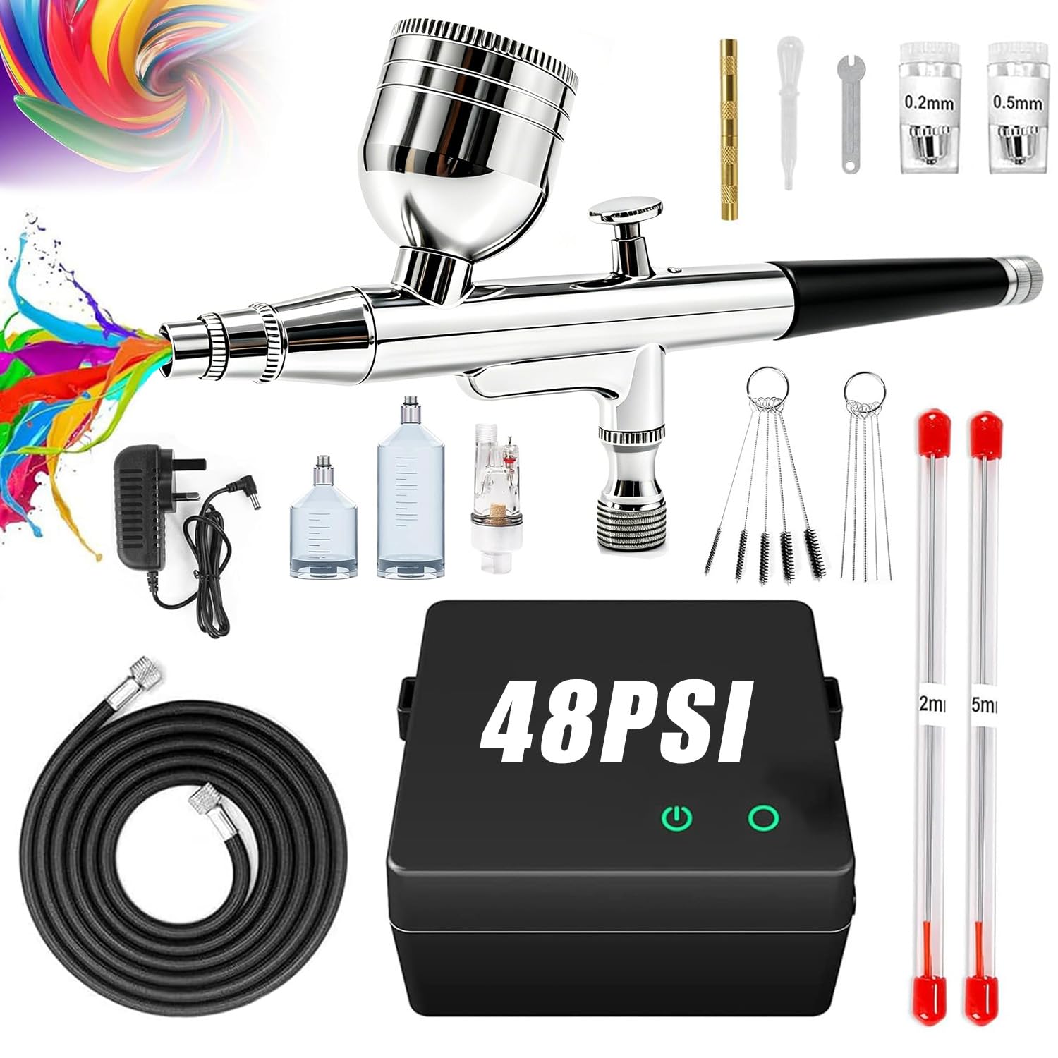 Professional High-Pressure Airbrush Kit with Adjustable Nozzles for Artists