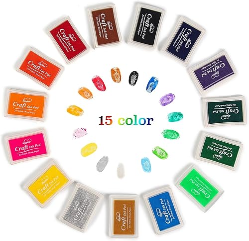 Miniatura 2 de Almohadillas de tinta Lsunshine Craftsellos para bricolaje 15 colores para papel madera tela paquete de 15