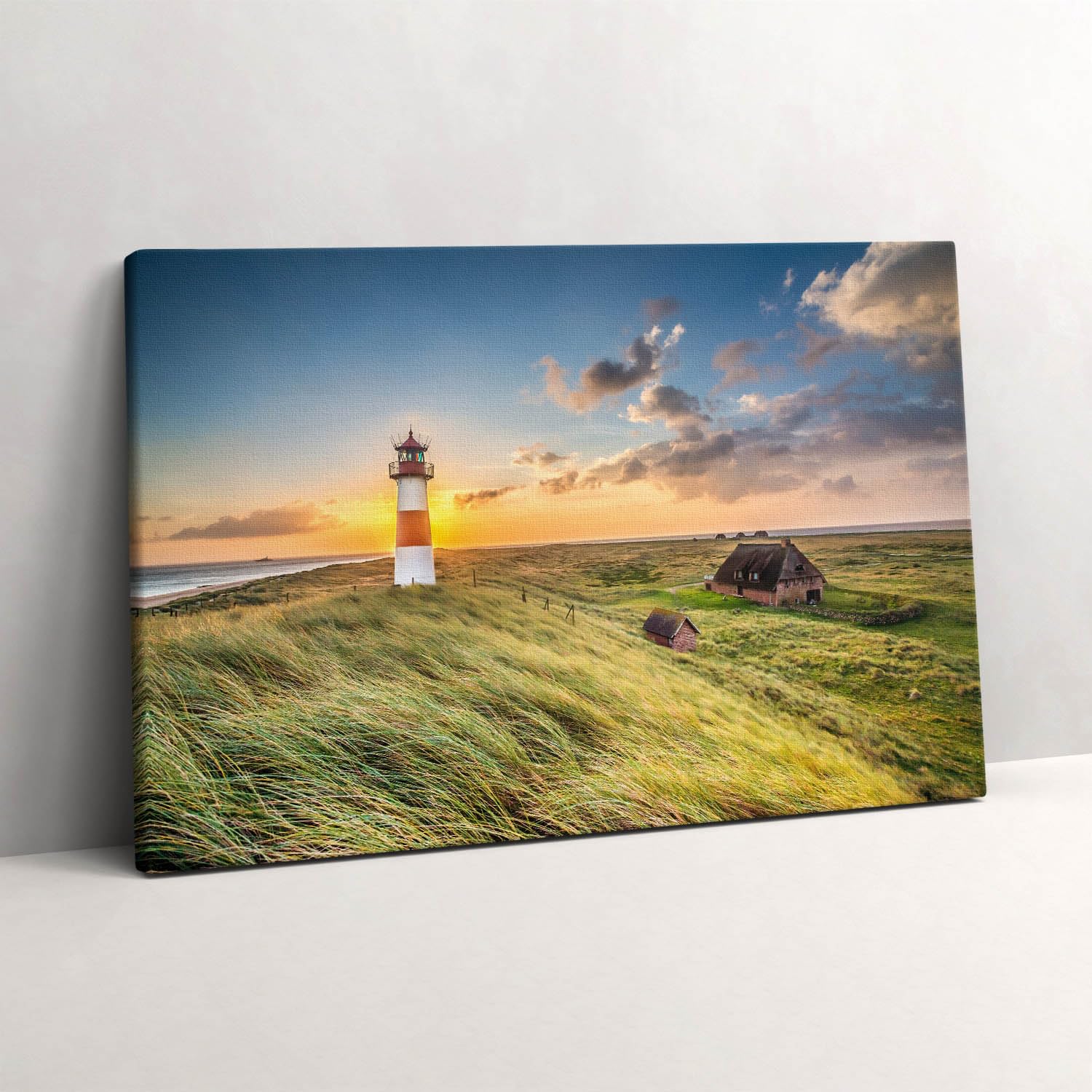 Peinture sur Toile d'art mural de haute précision motif Phare de Sylt format horizontal