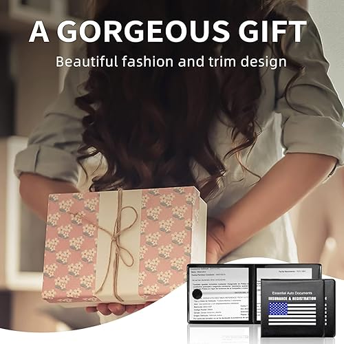 Miniatura 6 de Augeny 2 soportes para registro y seguro de automóvil, organizadores de documentos de licencia de vehículo con cierre, accesorios esenciales para