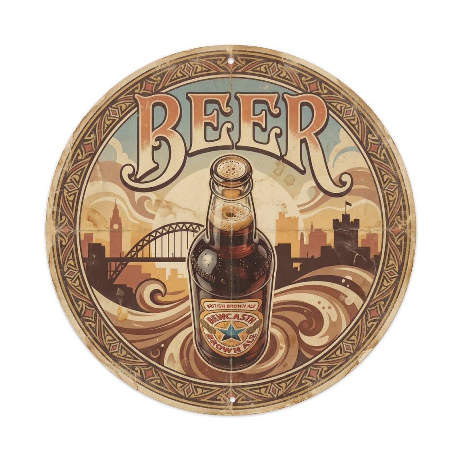 Vintage Travel British Craft Beer Pub Culture Beverage Metal Tin Sign