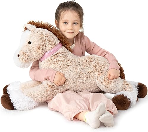 MaoGoLan Animal de peluche de caballo grande para niño, juguete de peluche de caballo grande para niña, poni hinchable para niños, almohada de felpa