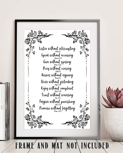 Miniatura 4 de Arte de pared con cita bíblica de reglas de matrimonio, citas bíblicas para amor, impresión artística en blanco y negro, regalos cristianos para