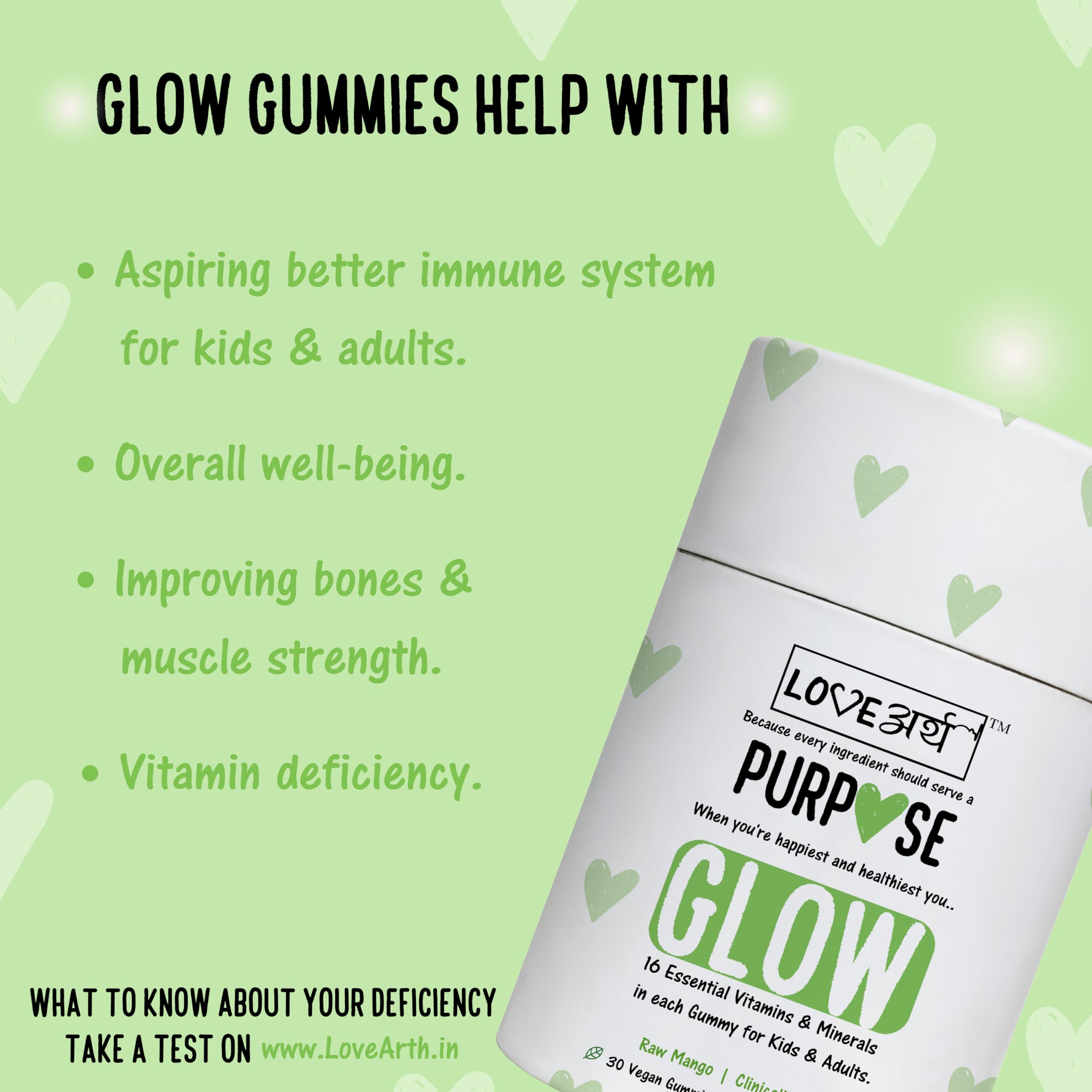 LoveArth GLOW Multivitamins for Kids & Adults - Essential Multivitamin Gummies for Energy, Immunity & Wellness - Sugar-Free & No Added Color - 30 Tastiest Raw Mango Gummies 2
