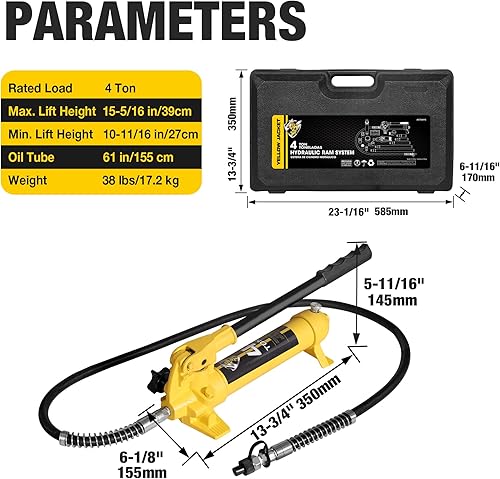Miniatura 3 de Porta Power Kit de 4 toneladas hidráulico Auto Body Jack Ram Herramientas de reparación de marco portátil Kits de gato de coche Juego de taller con