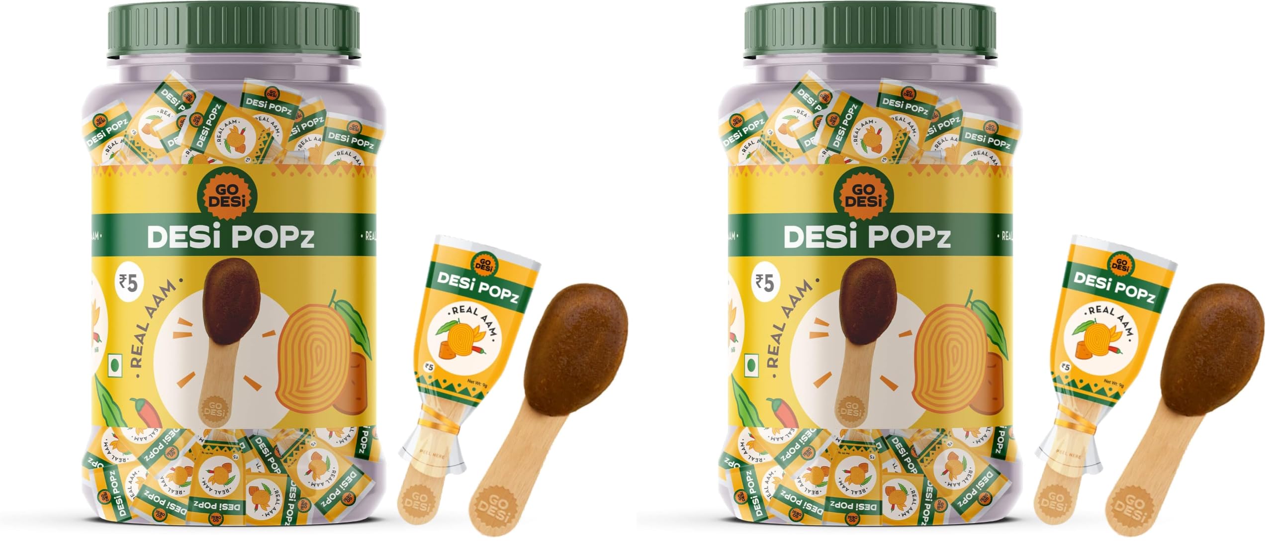 GO DESi Popz Real Aam | 100 Pieces | Aam Candy | Fruit Snacks | Fruit Candy | Mango Pop (Pack of 2)-image-19