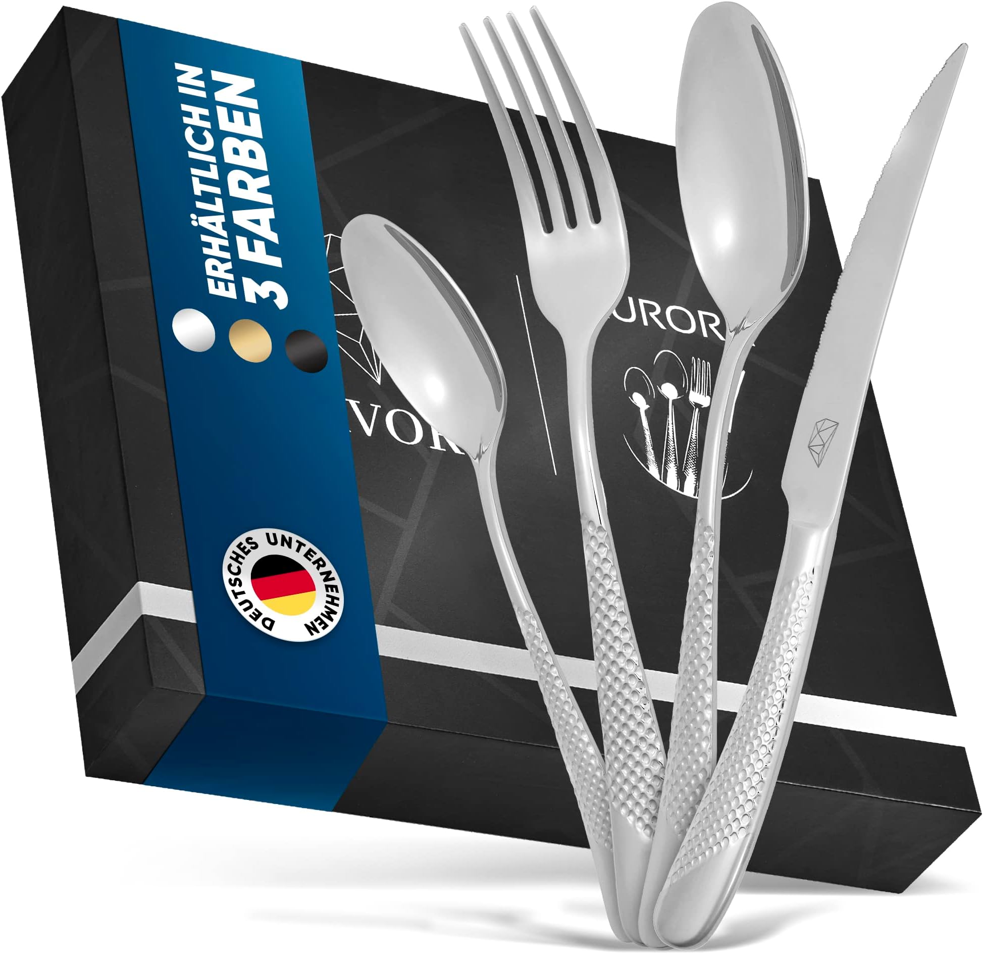 Was Bedeutet 18 8 Auf Besteck Glavory Lumina - Besteck Set 12 Personen Schwarz Hochglanz - 60teilig