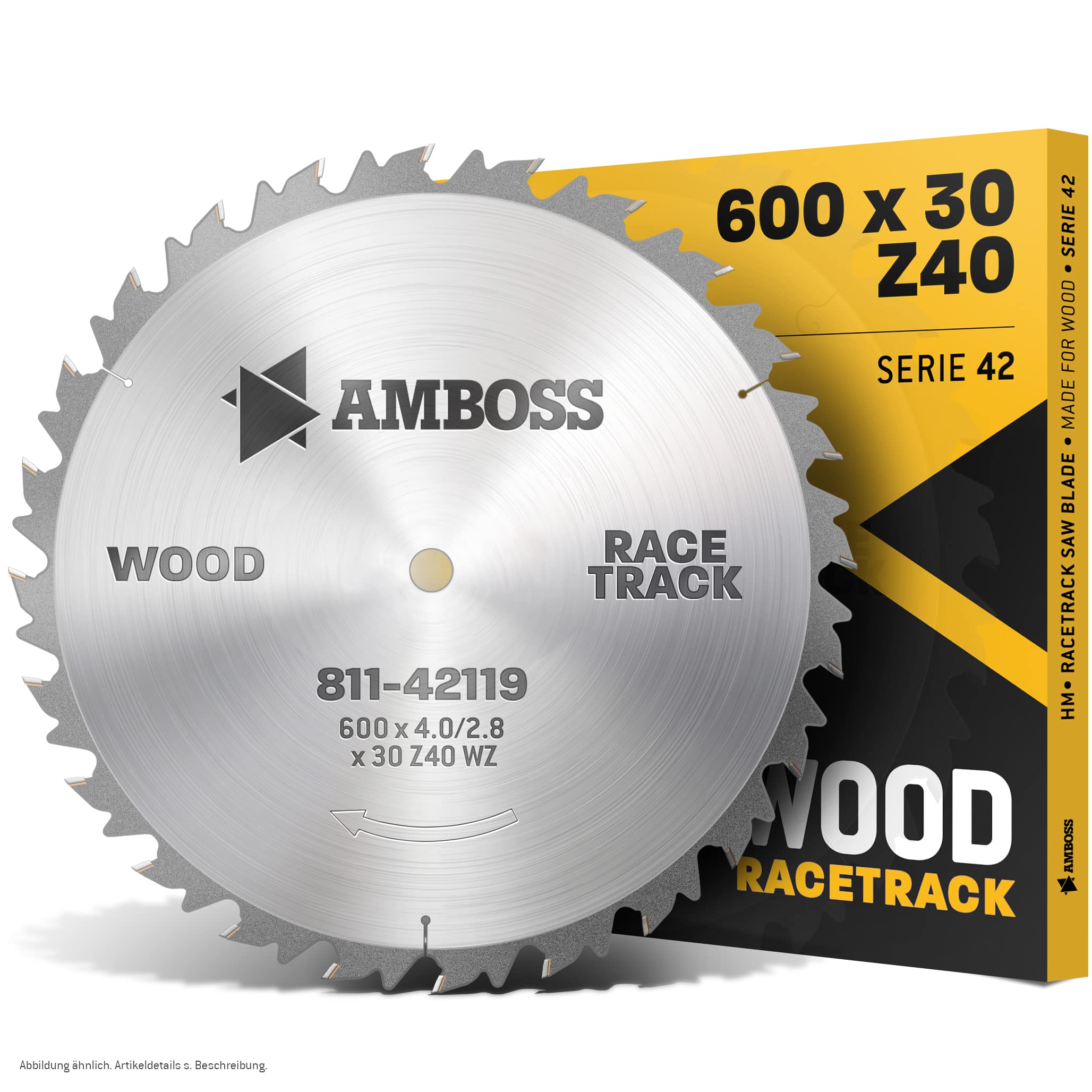 Yunque HM Hoja de sierra circular – Ø 600 mm x 4,0 mm x 30 mm/diente alterno (40 dientes) | cortes gruesos rápidos – leña y materiales de madera