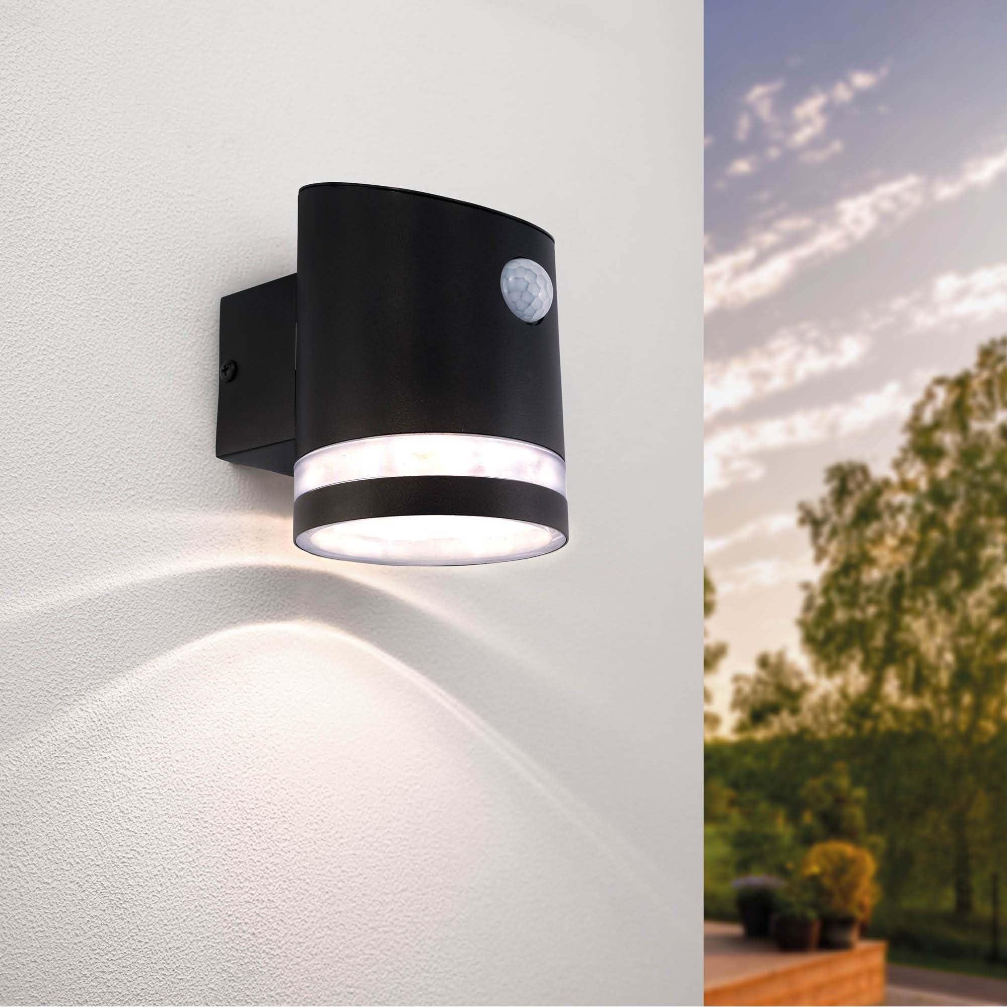 Ledvion Black - Wall Lamp, Outdoor Lamp Whitemotion Sensor, Outdoor Lighting, Solar Garden Lighting, Led Lamp, Mood Light, Elara, 3000K, Ip44, Lamp