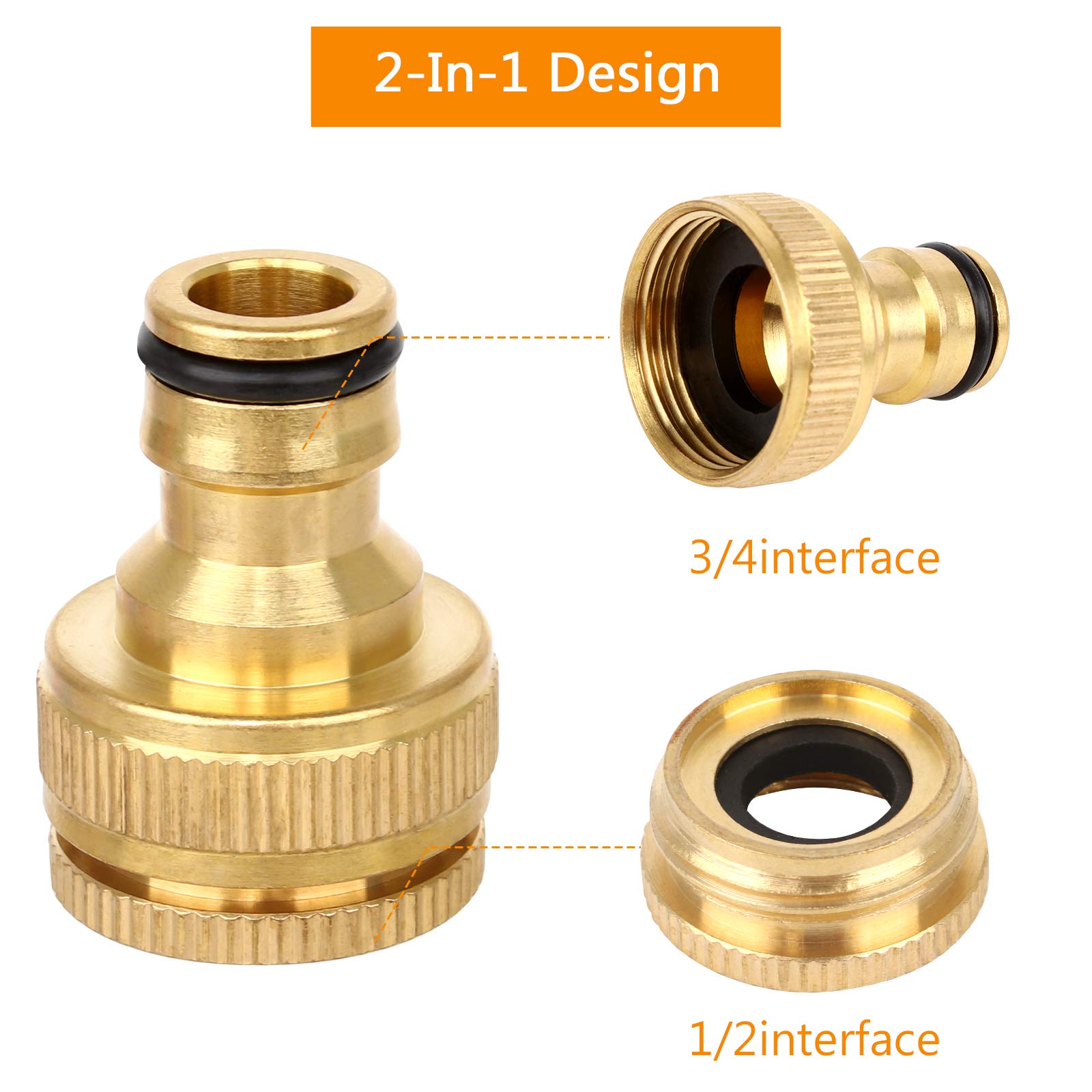 Connecteurs De Robinet En Laiton - Lot De 4, Filetage Intérieur/extérieur 23 Mm, Pour Tuyau D'arrosage, Cuisine, Jardin