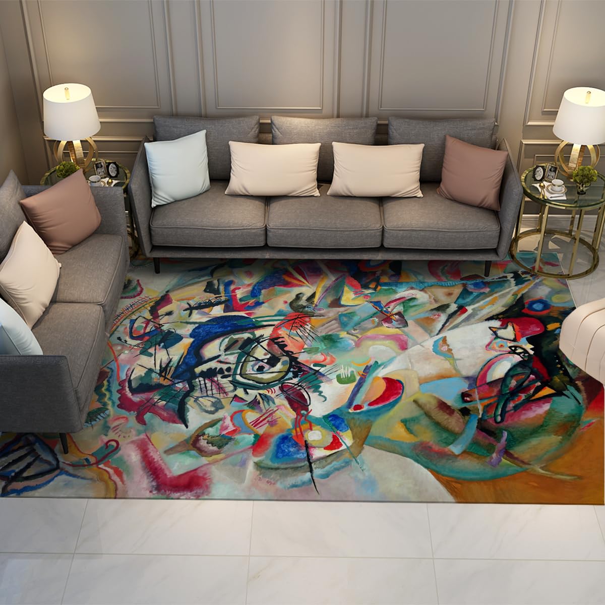 Art classique tapis de salon 140x200cm aux finitions soignées