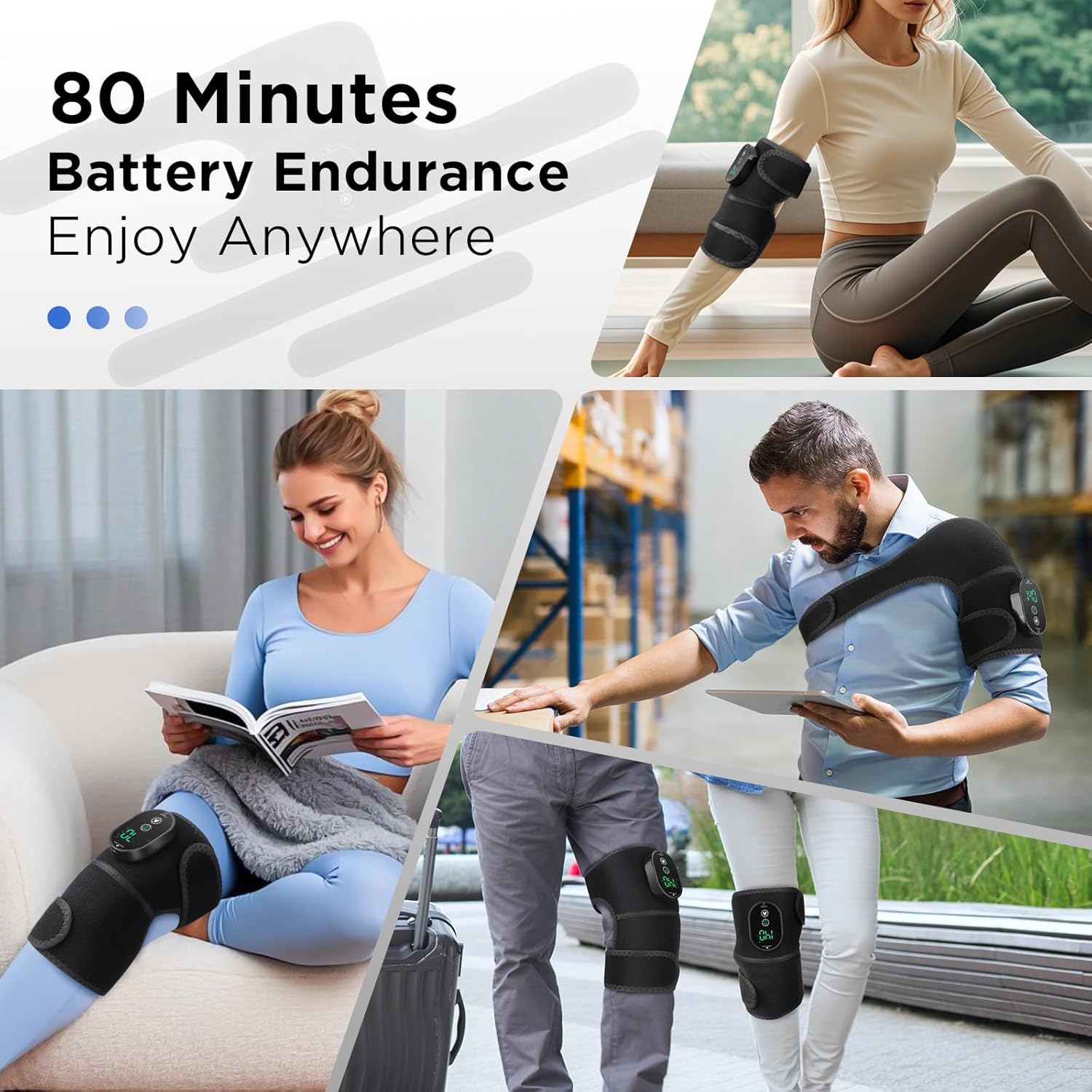 DREAMSOME Cordless Knee Heating Pad, Portable Electric Knee Warmers for Women and Men, Heated Knee Wrap Brace for Joint Pain Relief Heartwarming Christmas Gift for Dad and Mom 2 Pack
