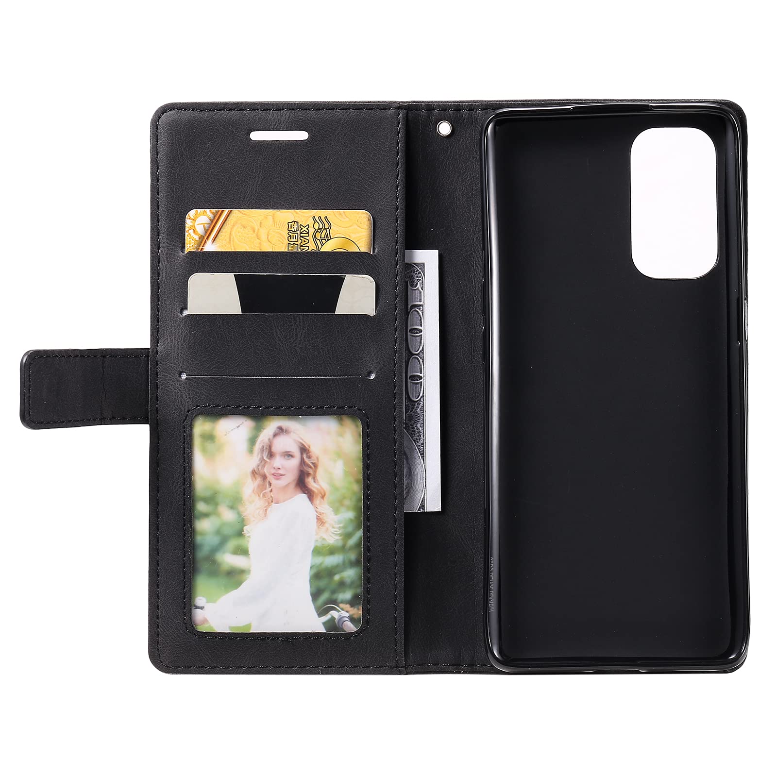 Leder-Hülle Für Oppo Find X3 Lite / Reno5 5G – Klappcase Mit Kartenfach & Standfunktion, Schwarz
