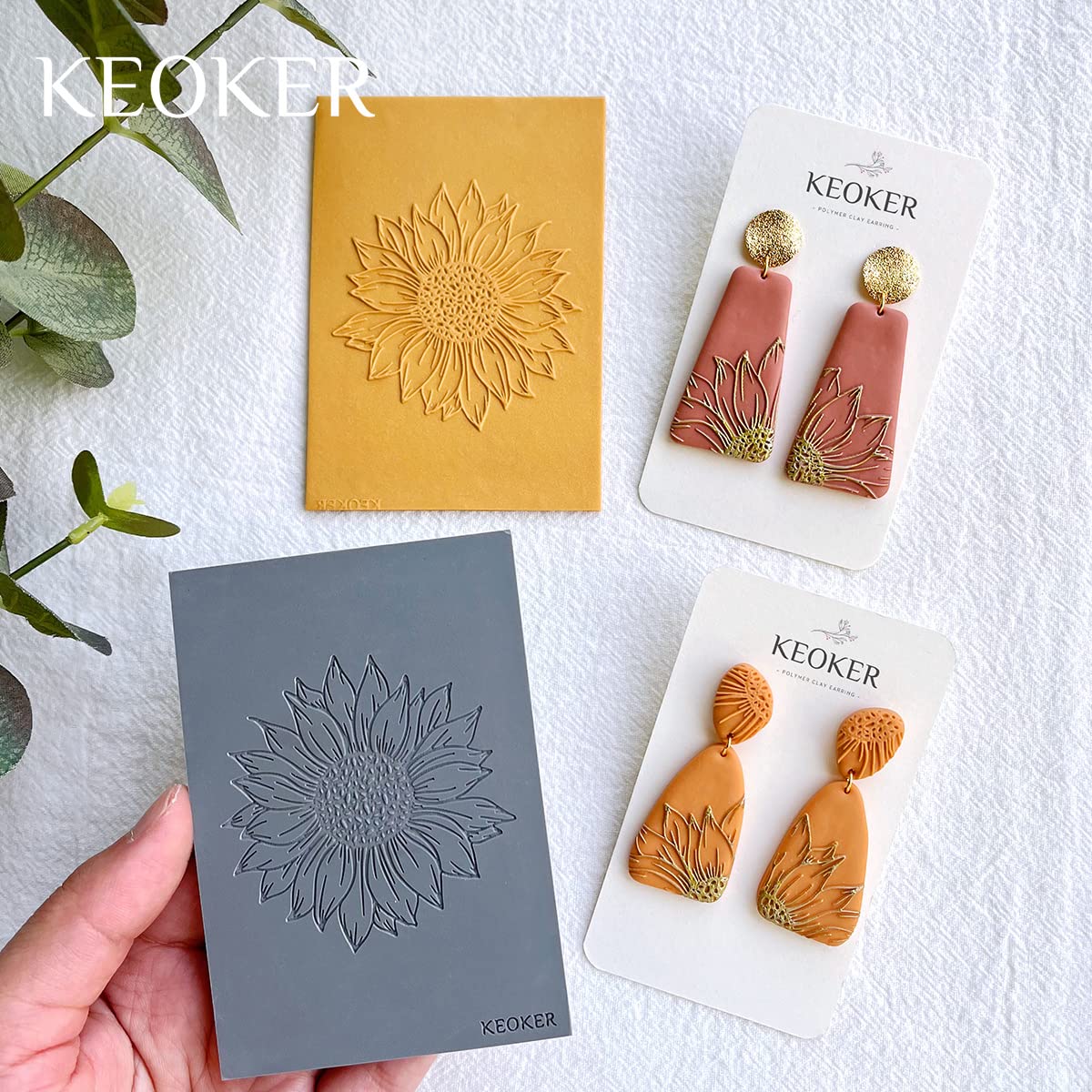 Keoker Polymer Clay Texture Sheets, Clay Texture Mat for Making Earrings Jewerly Polymer Clay Texture Silicone Mat (No. 6 Sunflower) - Image 3