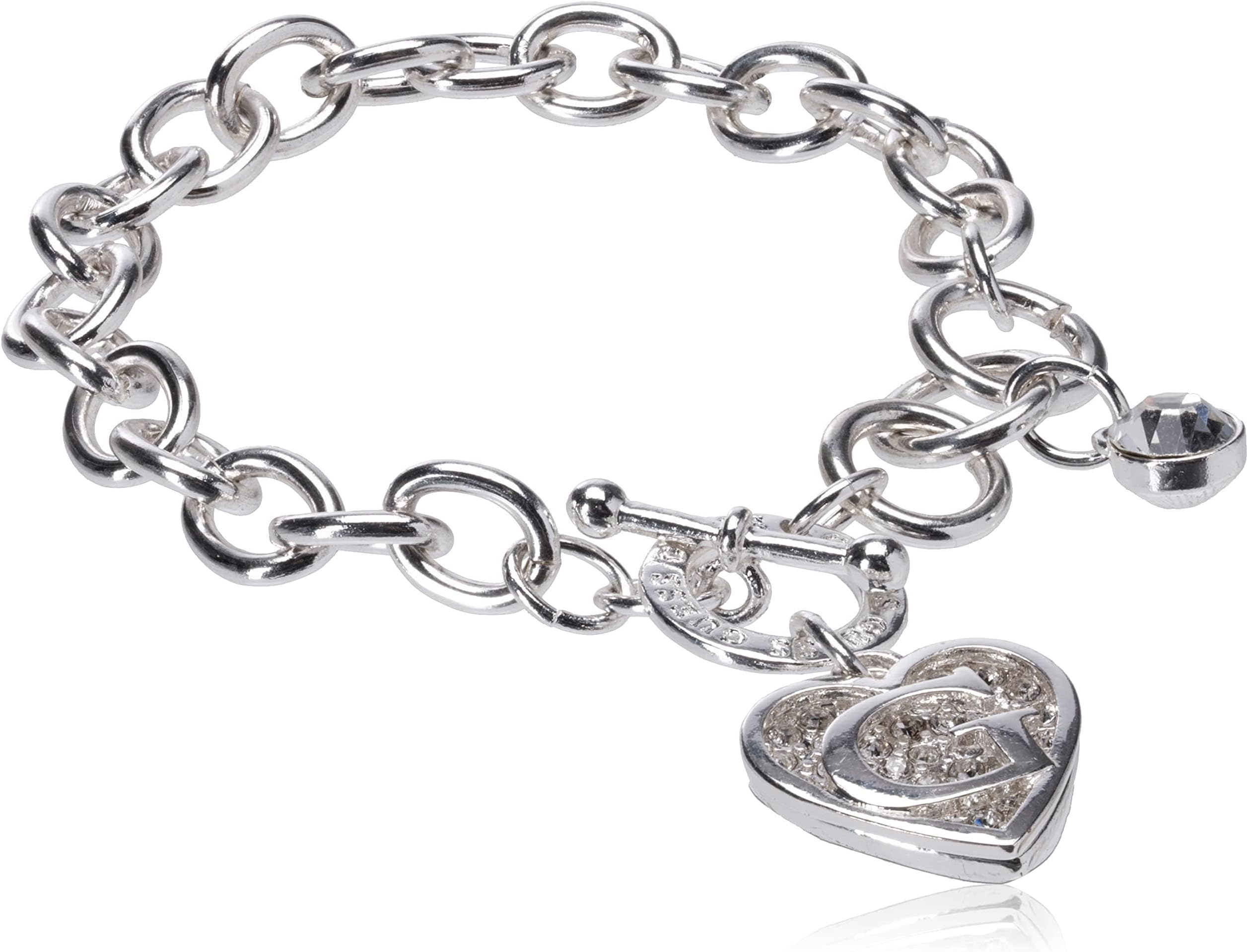 Toggle Chain Bracelet with Logo Heart Link Charm Bracelet