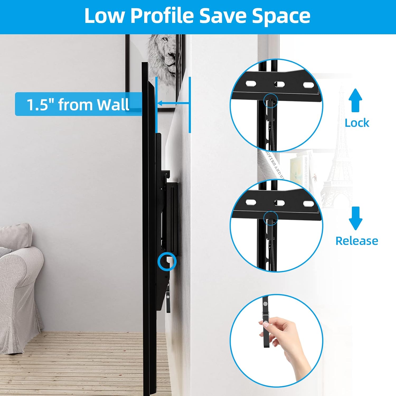 HOME VISION Heavy Duty Fixed Wall Mount for 32"-75" TVs and Tilt Wall Mount for 32"-75" TVs Bundle, Max VESA 600x400mm, Supports up to 165lbs