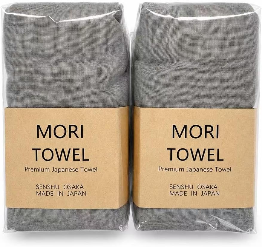 Mori Japanese Gauze Bath Towel, 100% Cotton, Made in Japan, Lightweight, Quick Dry - Gray, 1 Pack