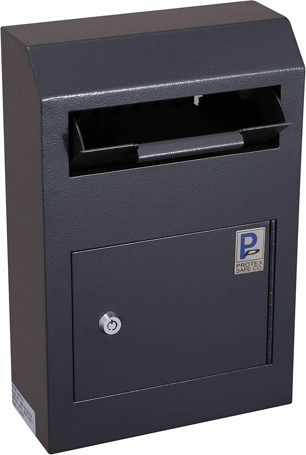 Protex Wall-Mount Drop Box Safe (WDS-150), Piano hinge, secure suggestions, ballots, keys, mail, money, rent checks and more, Metal baffle to protect slot, Black