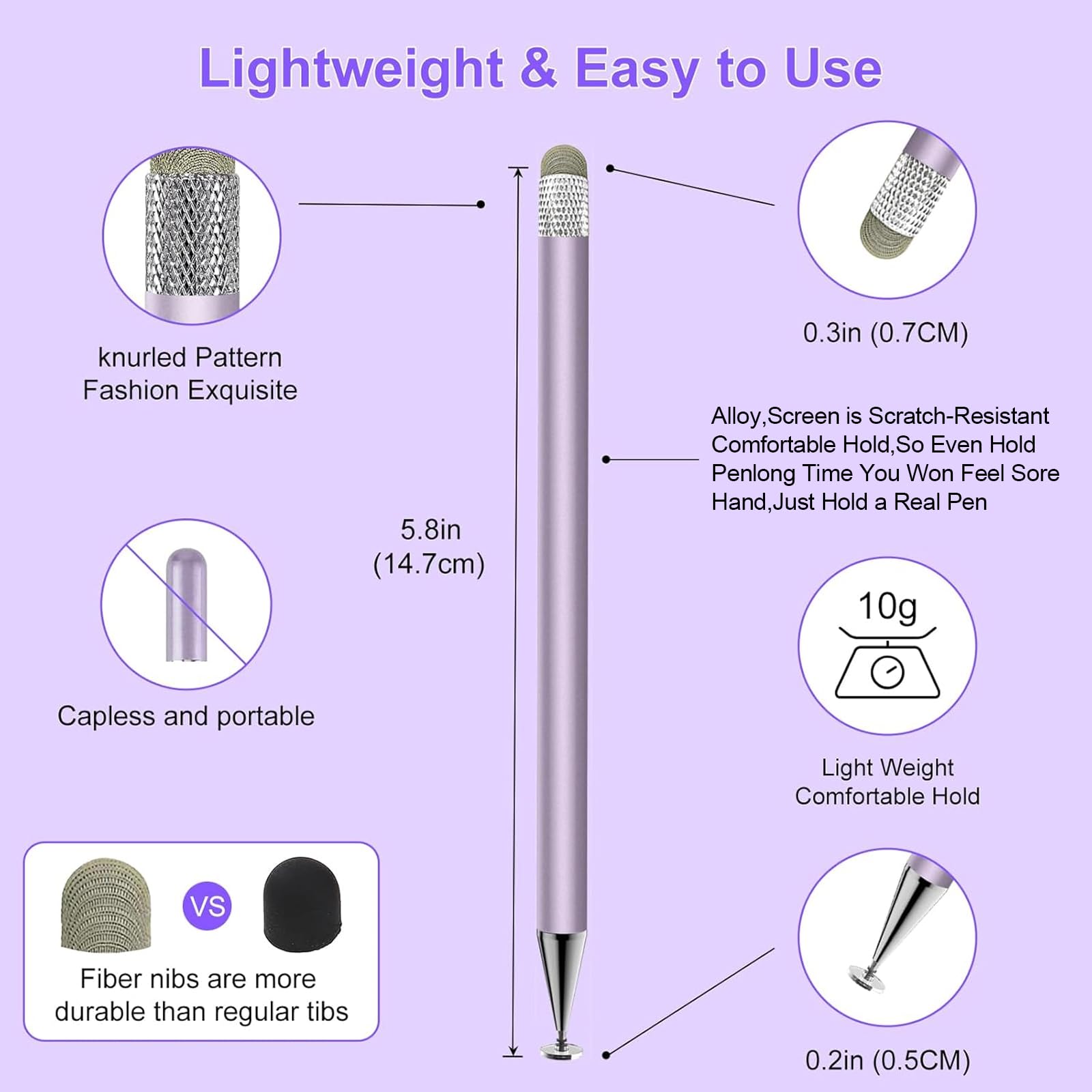 Lápiz capacitivo para pantalla táctil, lápiz capacitivo 2 en 1 de alta precisión, adecuado para iPhone/iPad/Android Stylus para iPad, compatible con todos los táctiles