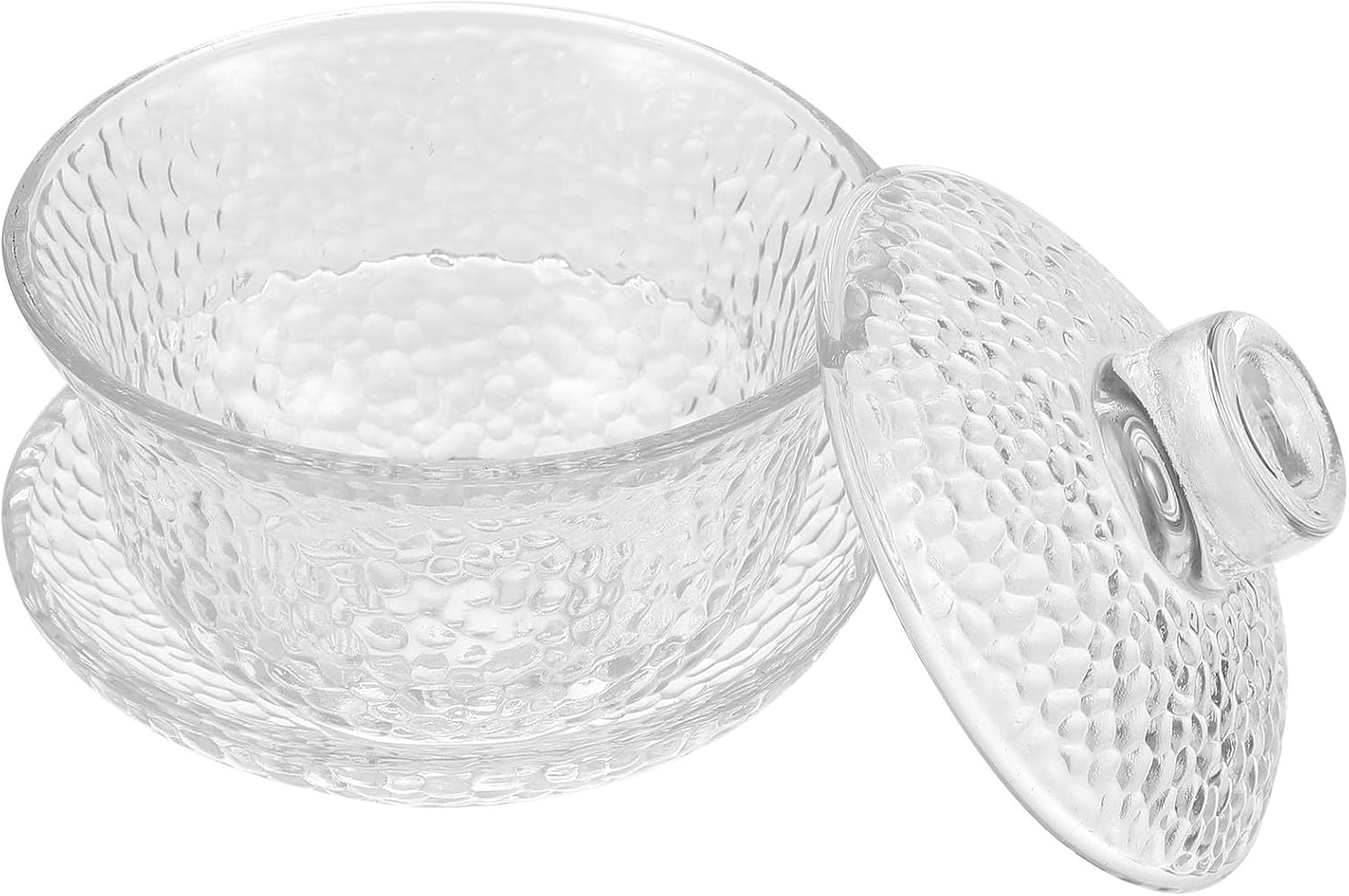 GLEAVI Hammered Glass Tea Bowl Cup for Herbal and Flower Tea