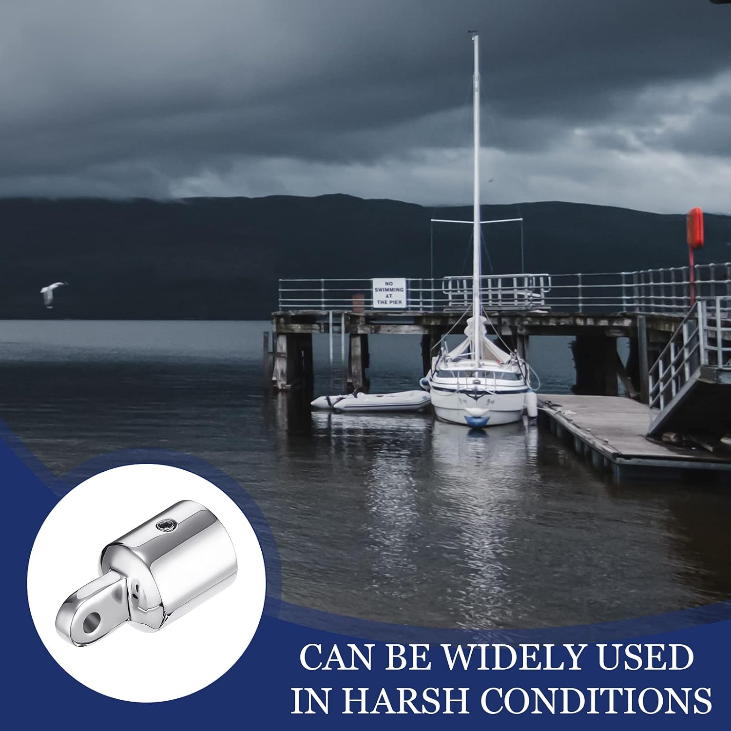 Hotop 4 Pieces Bimini Top Caps for Boat Fits 7/8 Inches OD Round Tubing Stainless Steel External Eye End Boat, Fitting Boat Marine Hardware Parts