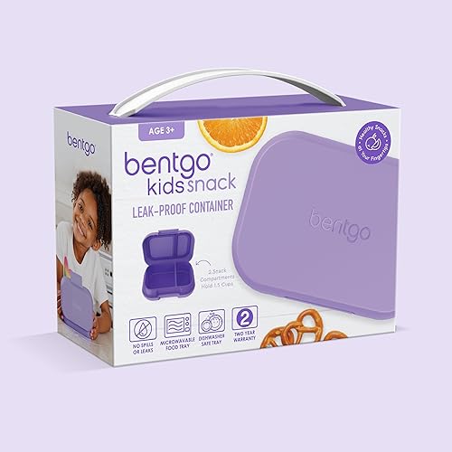 Vista 32 de Bentgo Snack para niños, contenedor de caja Bento de 2 compartimentos a prueba de fugas para aperitivos y comidas pequeñas, cierre fácil de abrir