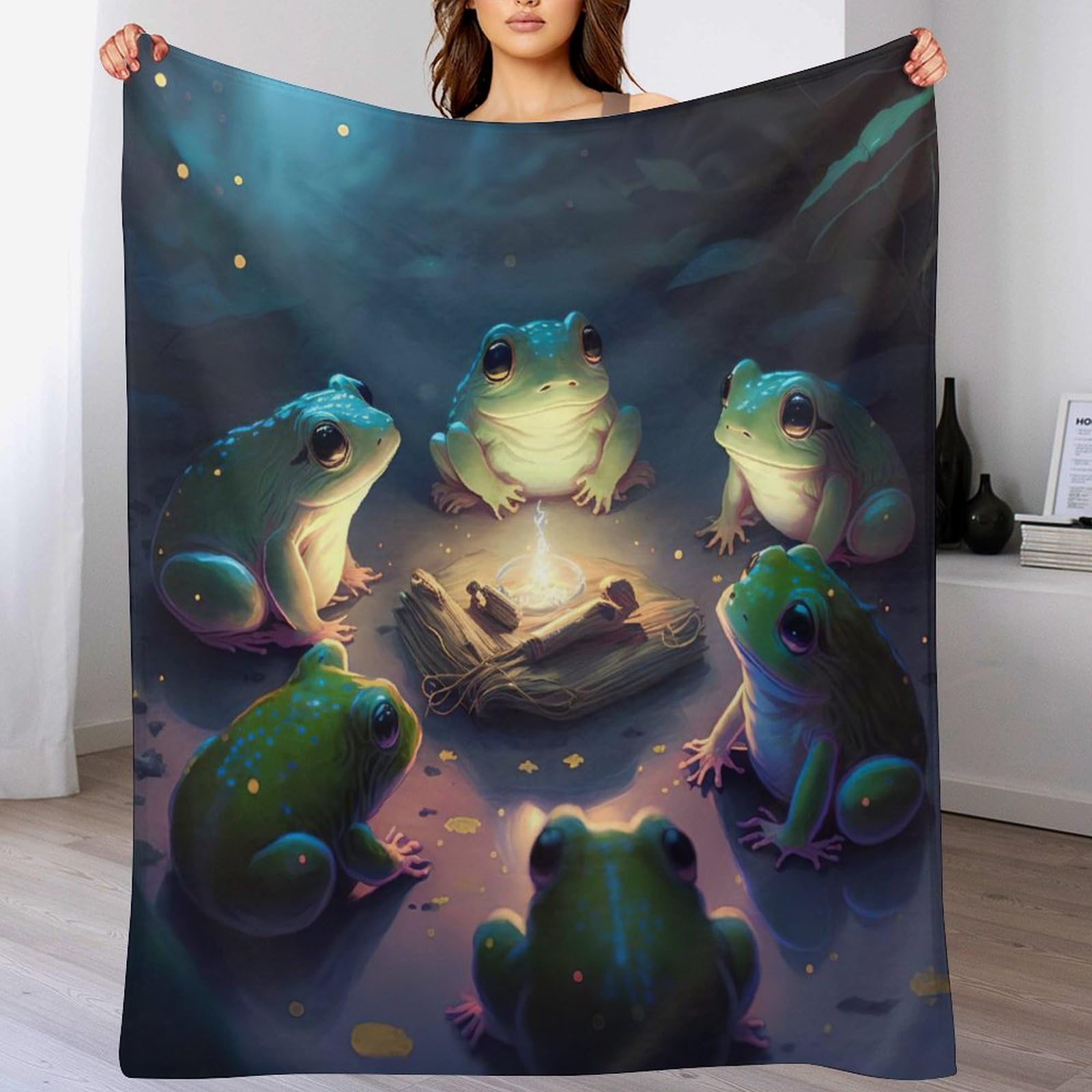 Plaid canapé chaud en flanelle polaire grenouille de 140x180cm