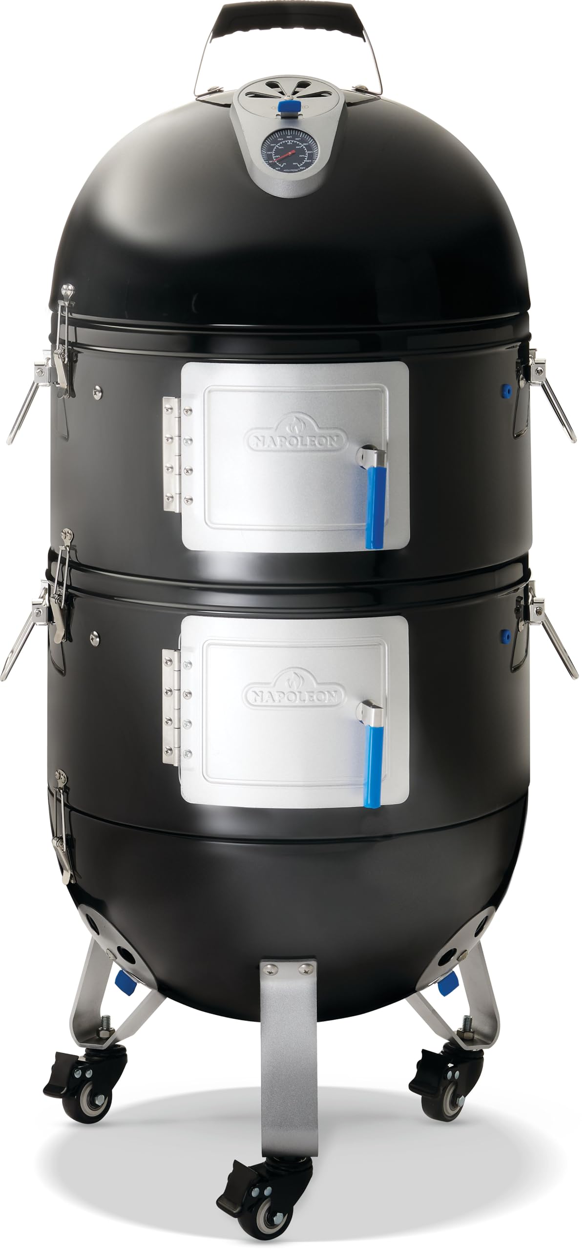 Napoleon Apollo® Fumoir vertical à eau au charbon de bois 45,7 cm, finition noire brillante, grilles en acier inoxydable, jauge de température ACCU-PROBE