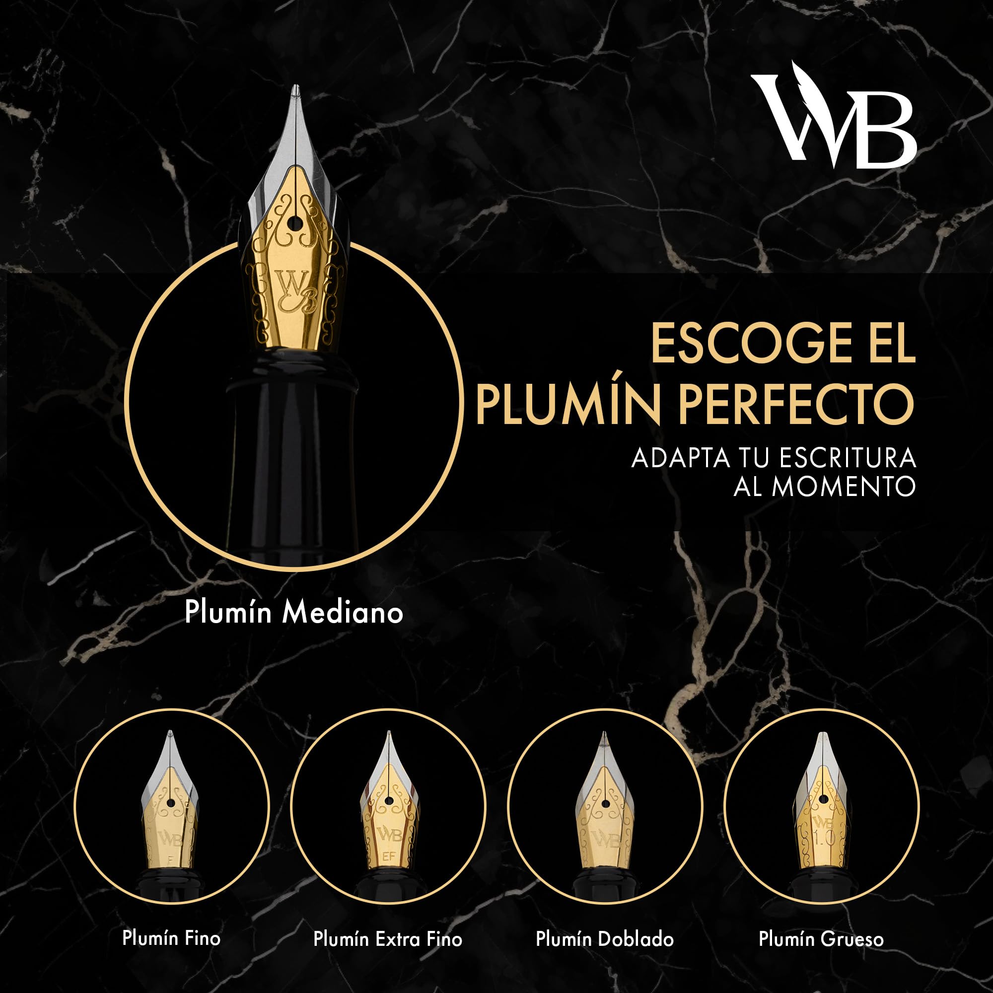 Wordsworth & Black - Juego de plumas estilográficas medias, incluye 6 cartuchos de tinta y un convertidor de recarga de tinta, estuche de regalo, para caligrafía, escritura lisa, cromado y plateado
