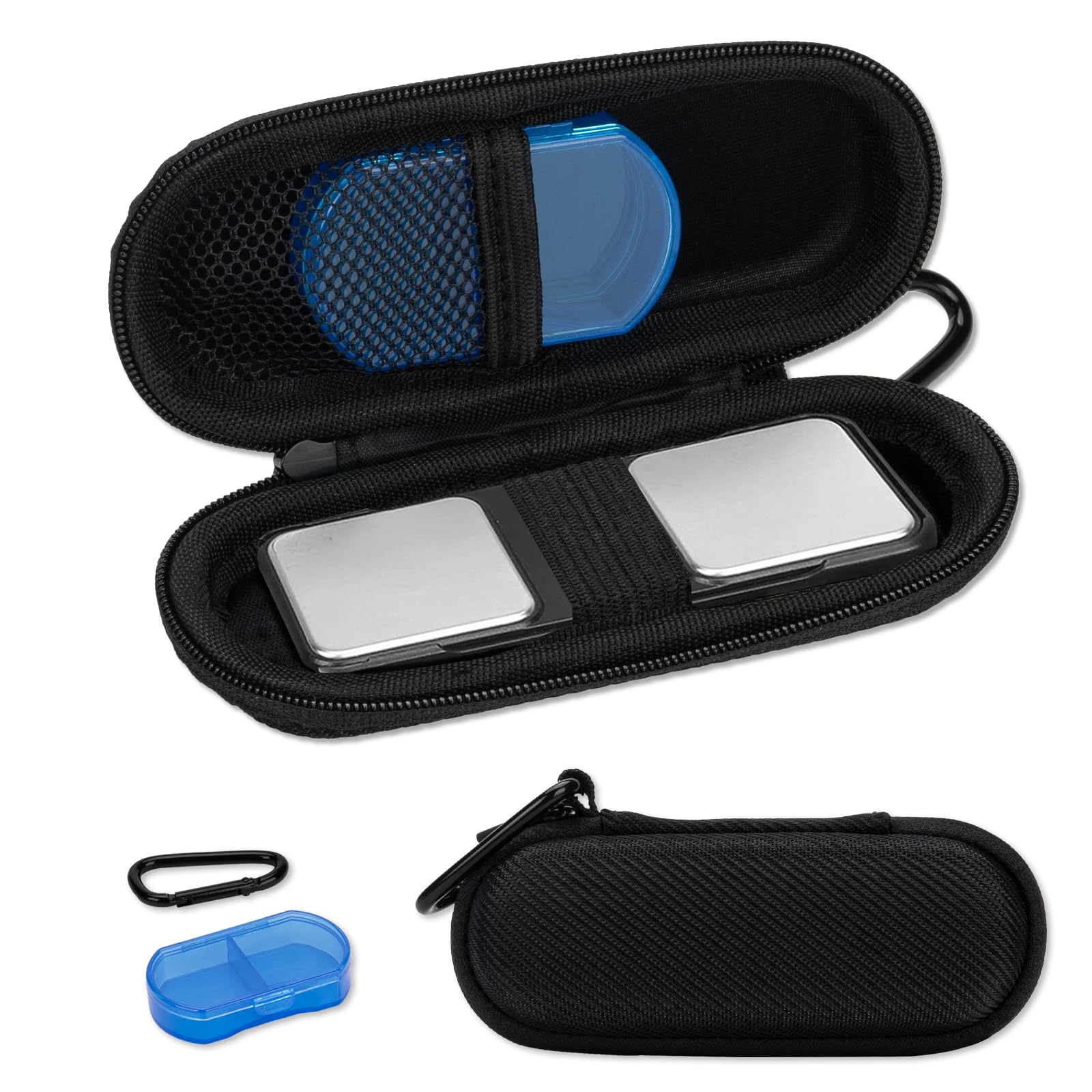 Kardiamobile EKG Monitor Case, Case for Kardia Mobile Heart Monitor 1L, Kardiamobile 6L & 6L Max, Hard Travel Box for Cardio Mobile Device, Pill Box and Carabiner Clip Included - Black