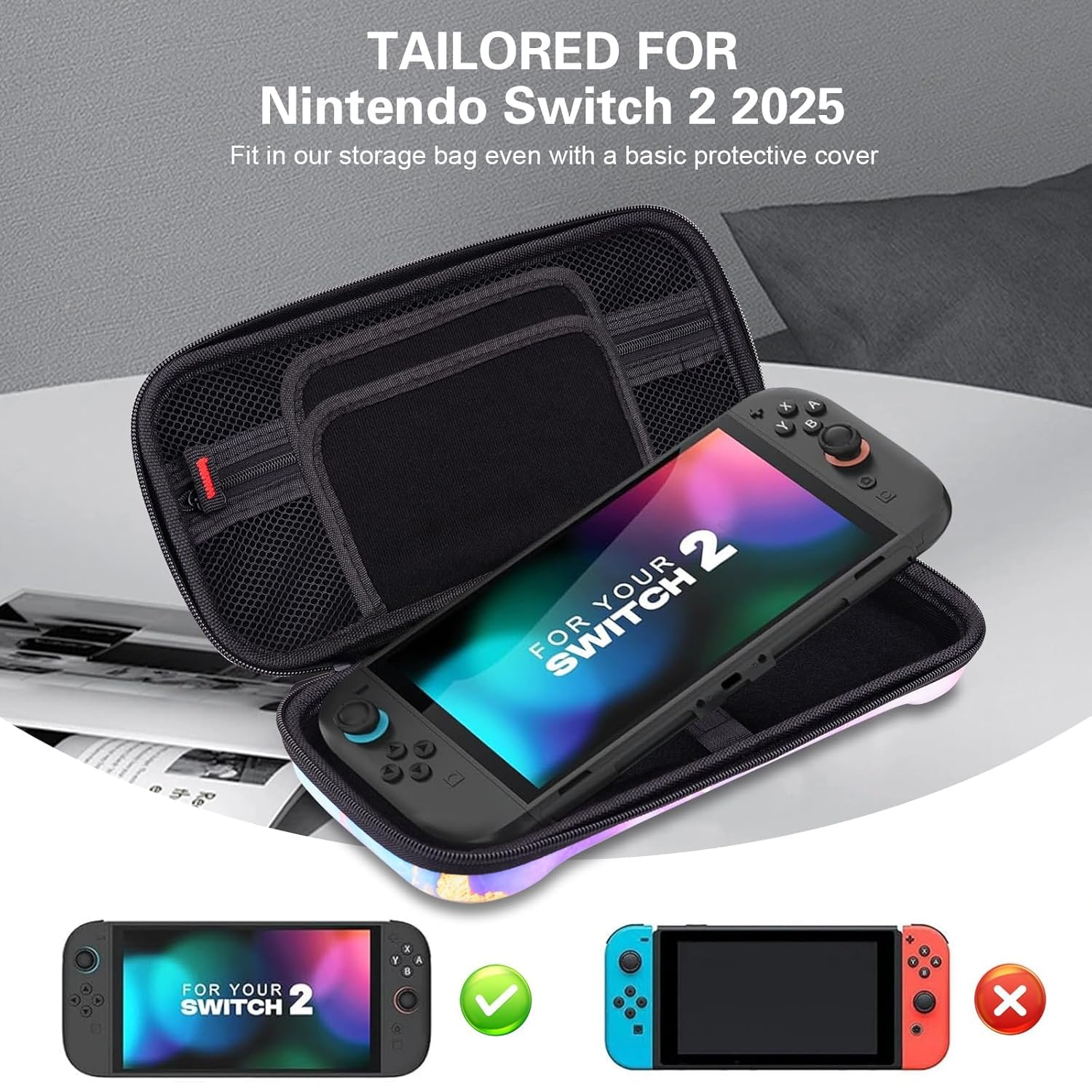 KEDBBAO Tasche für Nintendo Switch 2 2025, Harte Tragetasche Hülle Case mit großem Fassungsvermögen und 20 Steckplätzen (Bicolor Marble)