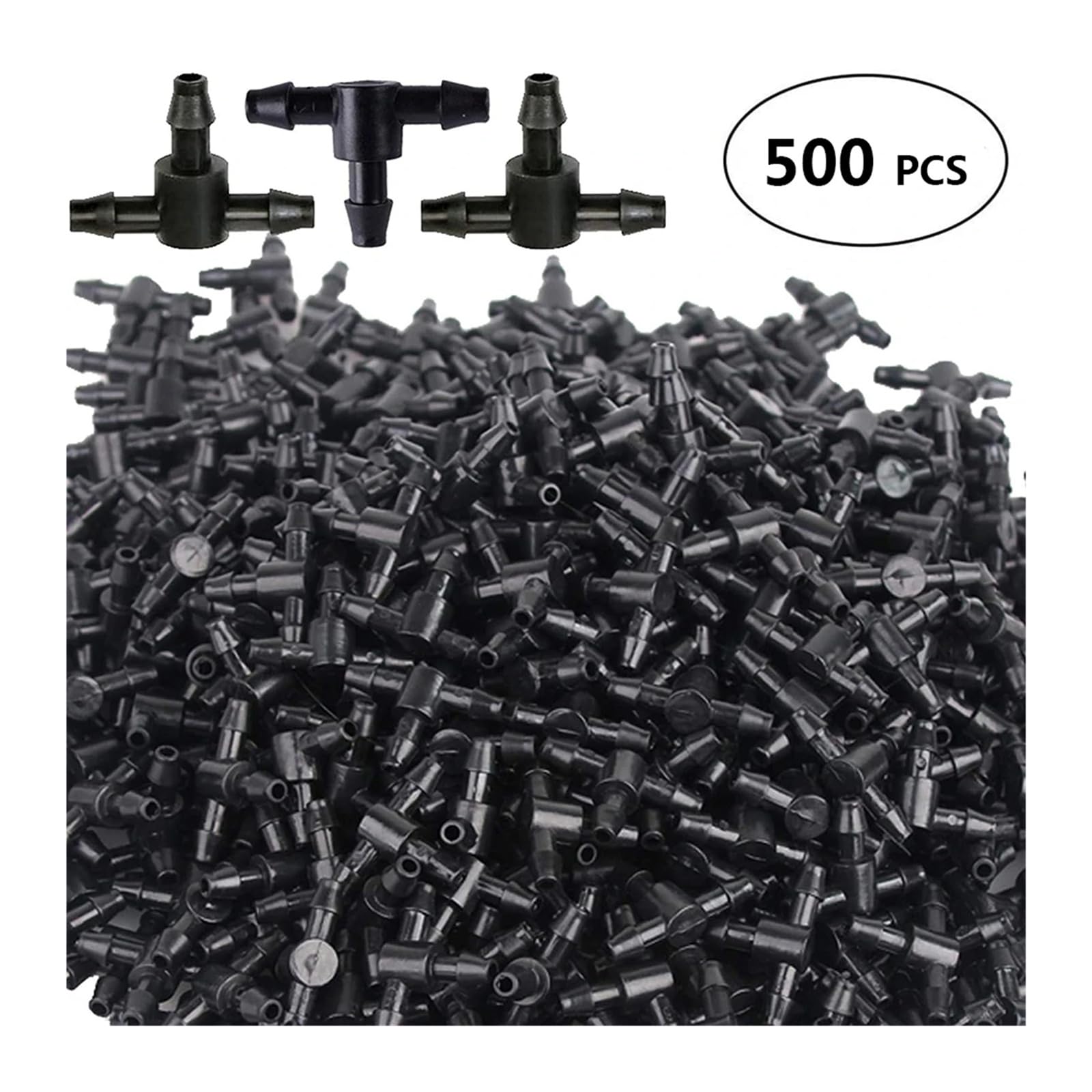 Conector de Manguera de riego por Goteo de Tres vías, Conector de púas, Apto for Sistemas de riego por aspersión, tuberías de 4 mm/7 mm.(500 PCS)