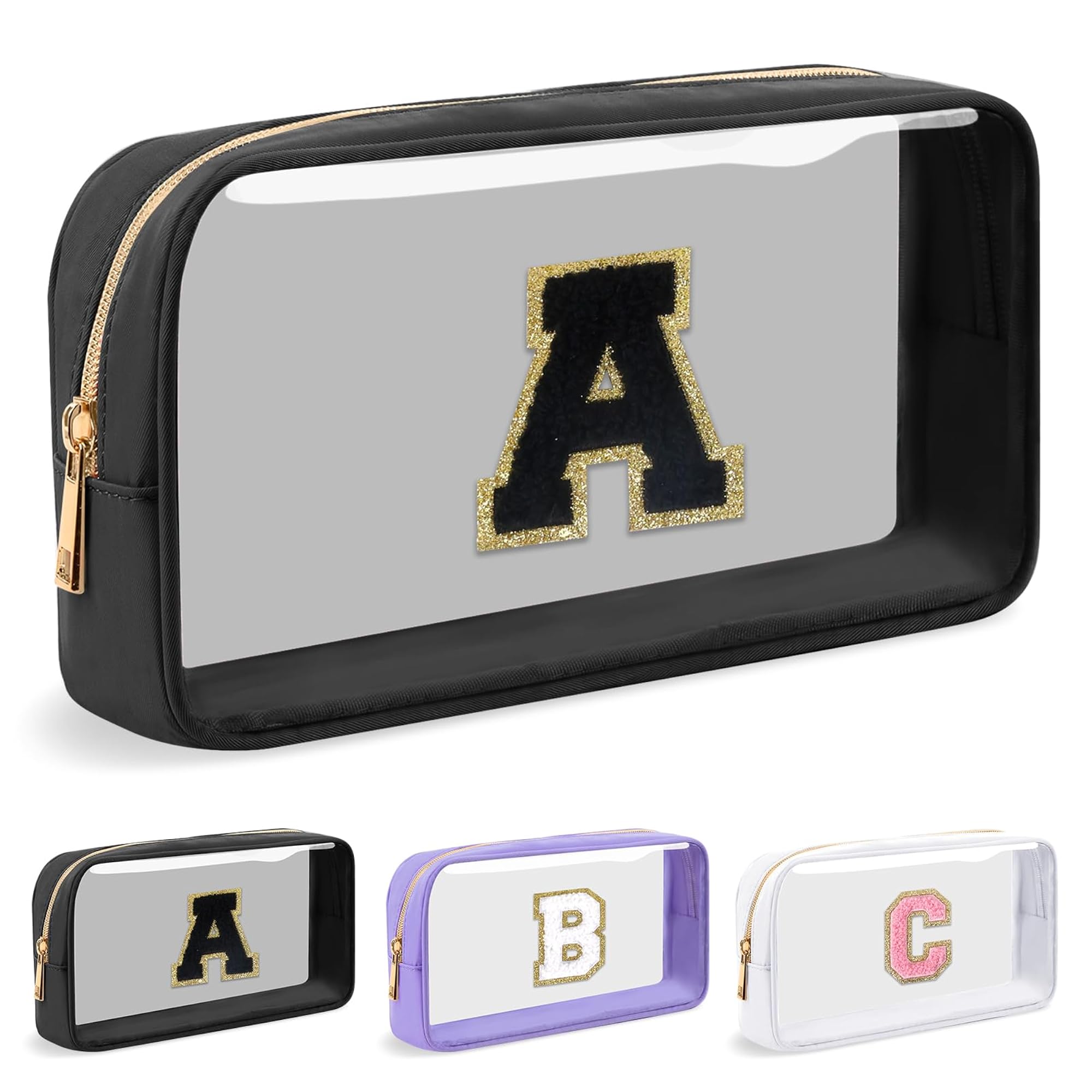 Personalized Initial Letter Boho Makeup Bag, Waterproof