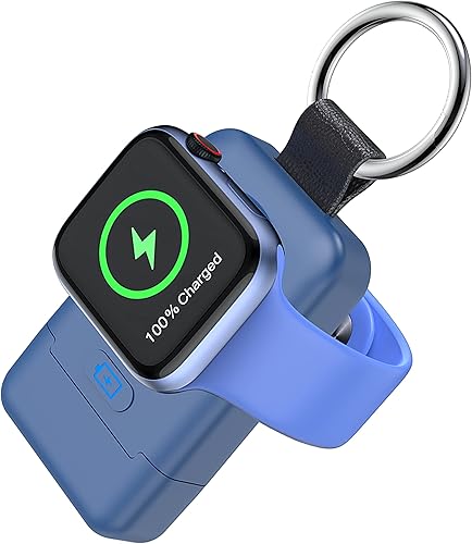 Vista 23 de Cargador inalámbrico portátil para Apple Watch, cargador HUOTO iWatch de 1400 mAh, llavero inteligente, cargador magnético portátil de iWatch