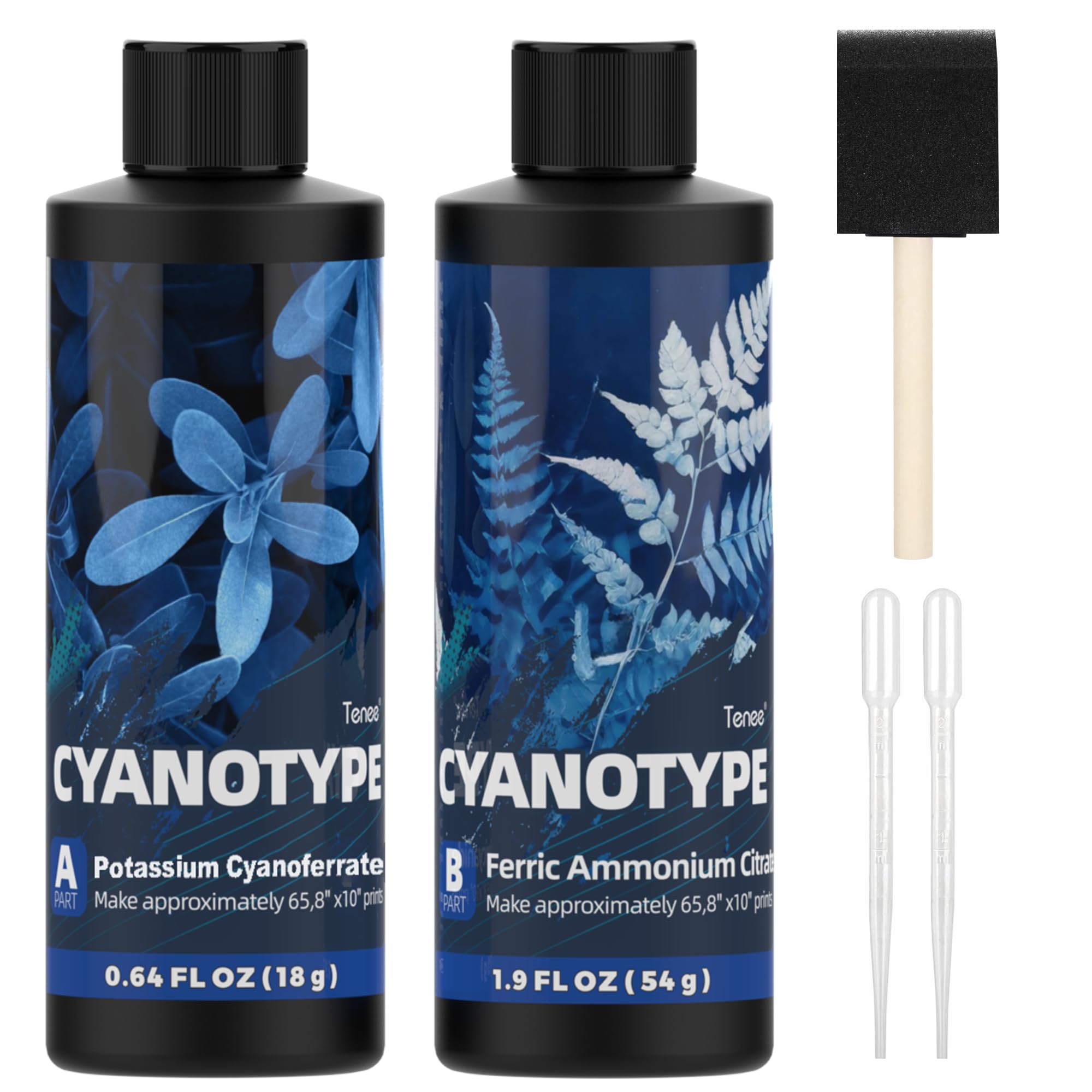 Csyidio Cyanotype Kit - Includes Sensitizer, 40 A5 Papers, Brush & Tools For Sun Printing DIY Crafts - View #11