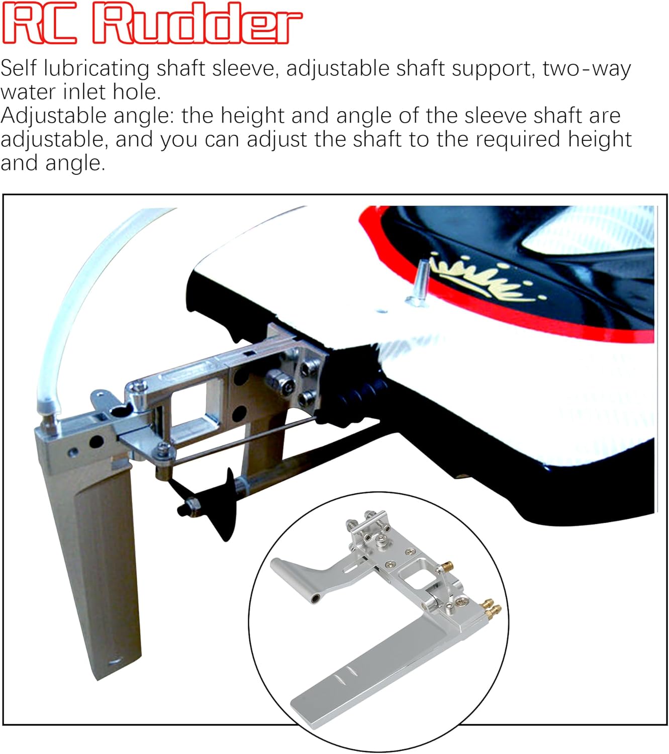 Mxfans RC Silver Rudder with Water Pickup Absorbing Aluminum Alloy Steering Hole Diameter 4MM