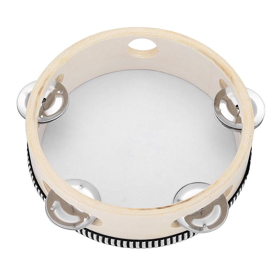 Amazon.com: Hand Held Tambourine Drum 6 inch Bell Birch