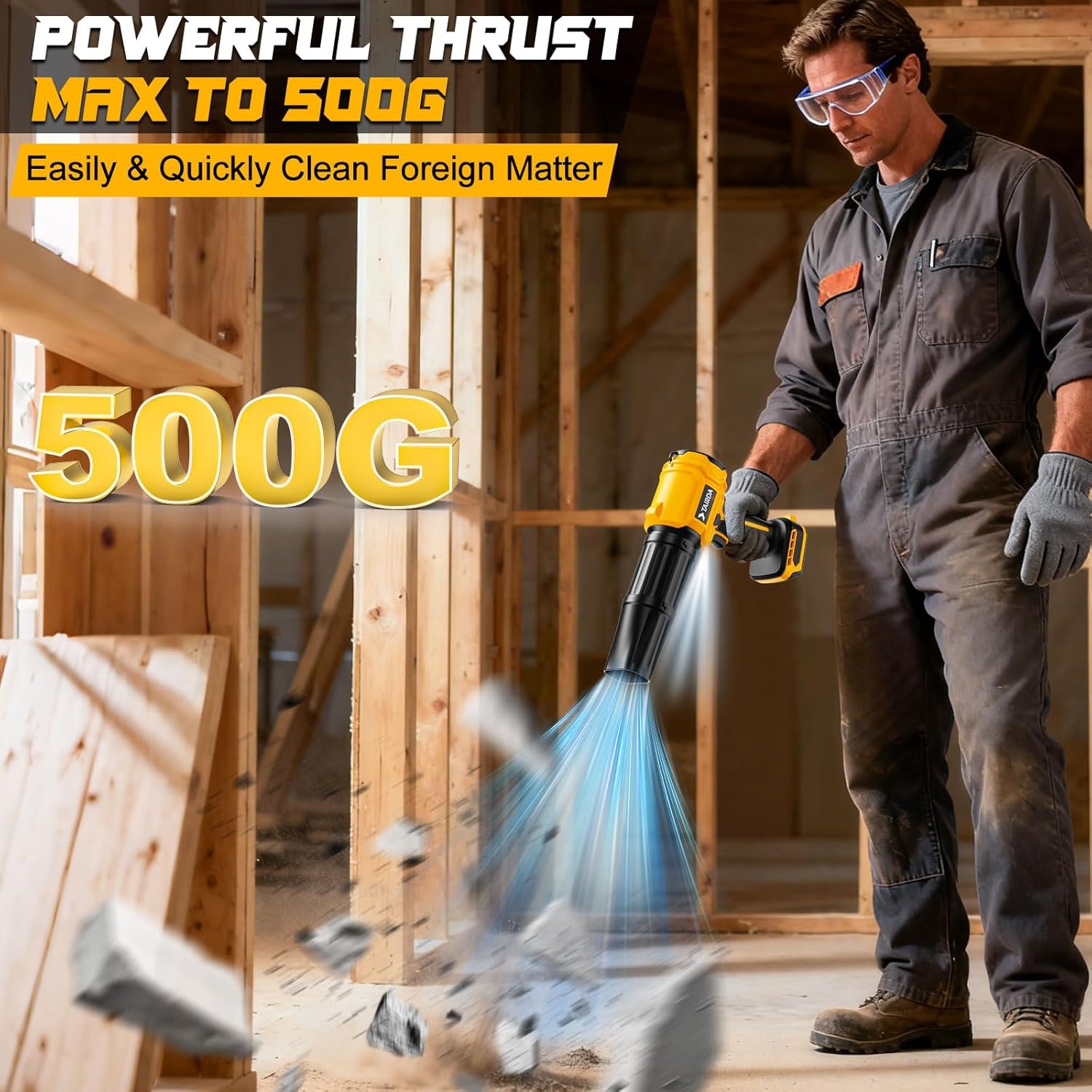 Cordless Leaf Blower Compatible for Dewalt 20V Battery(NO Battery), Mini Turbo Jet Blower with 2 Nozzles, Lightweight & One-Hand Use, for Patio Garage Yard Cleaning Car Dryer(Tool Only) - Image 5