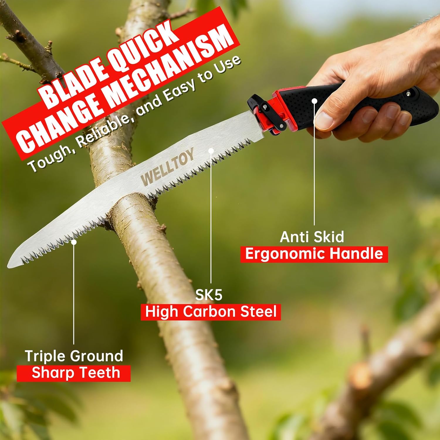 3-in-1 Multi Blades Hand Saw,18 TPI Bi-Metal blade,Drywall Saw with TPR Handle,Blade Quick-Change Mechanism for Cutting Drywall, Sheetrock, Wood, Metal, Plastic and Plywood.