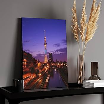 Amazon.co.jp: 絵画 夕暮れの東京スカイツリーインテリア 絵画