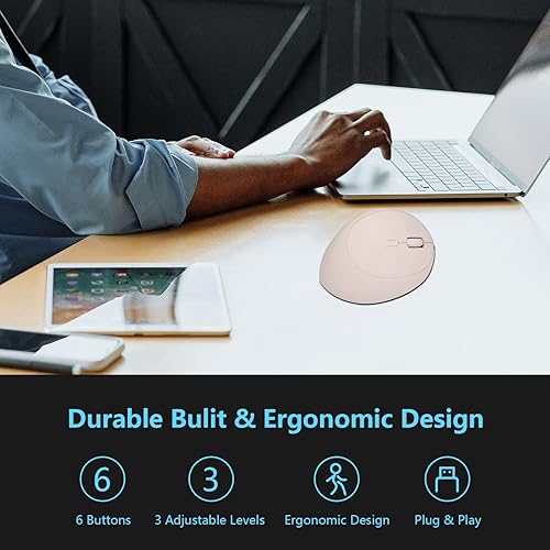 Miniatura 2 de Ratón ergonómico inalámbrico para computadora, blanco, unisex