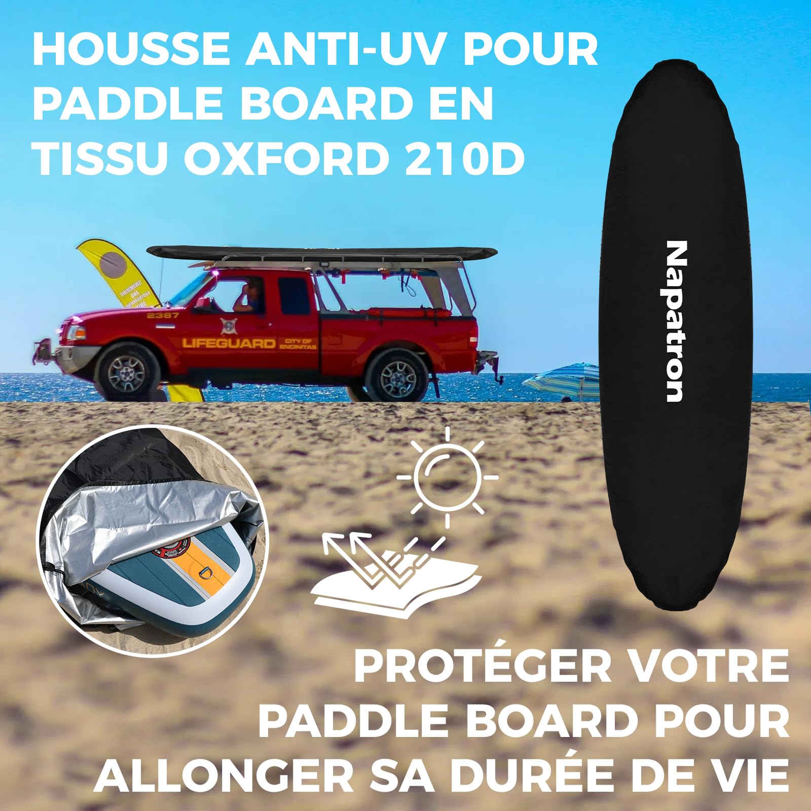 Napatron Planche à pagaie gonflable, 3 m, ultra légère avec pagaie réglable, pont antidérapant, laisse enroulée et sac de transport, planche à pagaie stable tout autour pour adultes