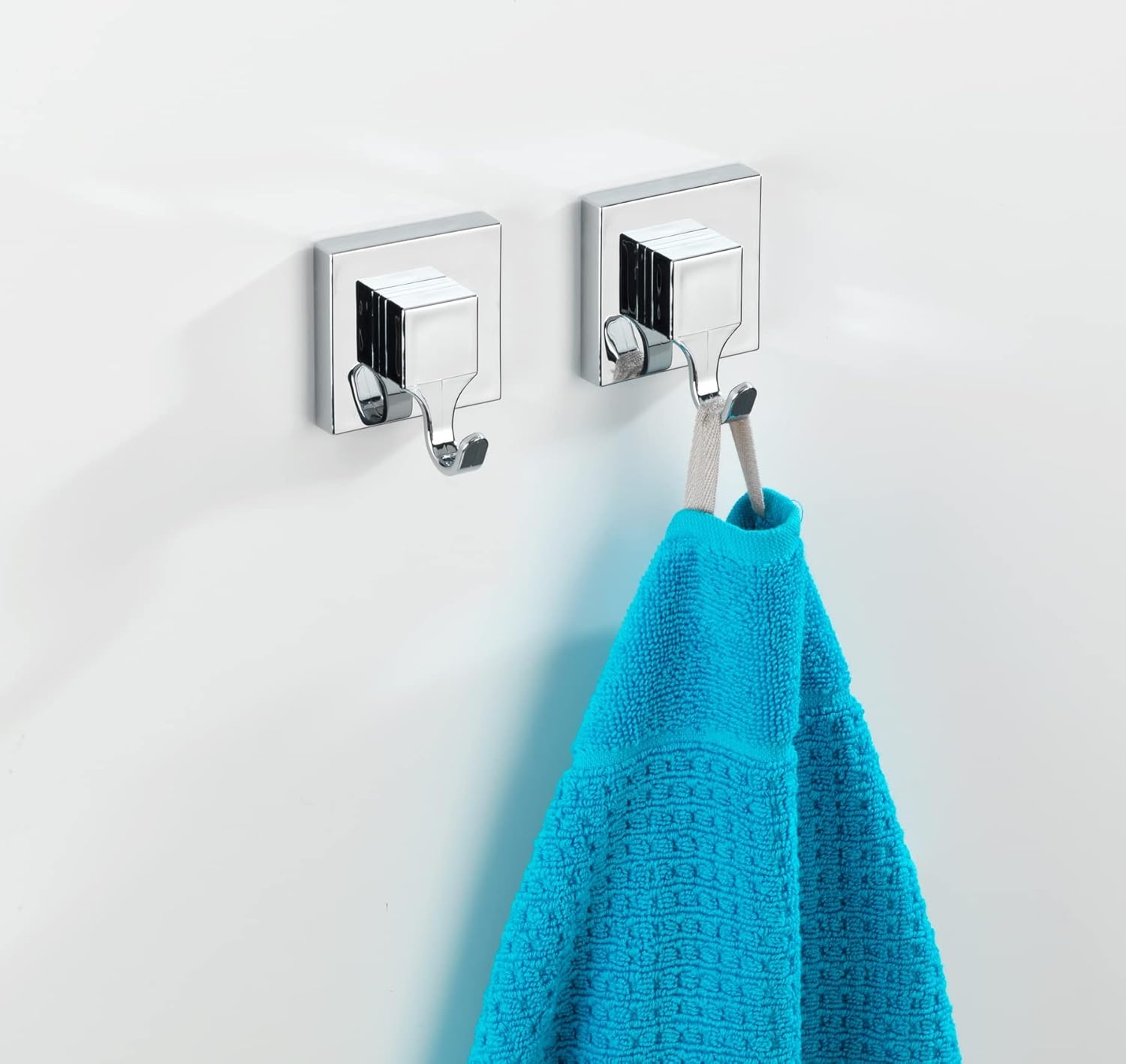 Wenko "Quadro Wall Hooks with Vacuum-Loc, Silver, 2-Piece