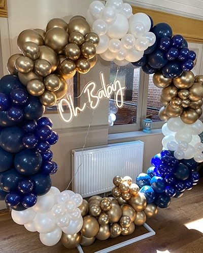 Miniatura 48 de Globos azules y blancos, kit de arco de guirnalda de globos azules y blancos, 102 globos azul pastel y blanco para baby shower, cumpleaños, boda