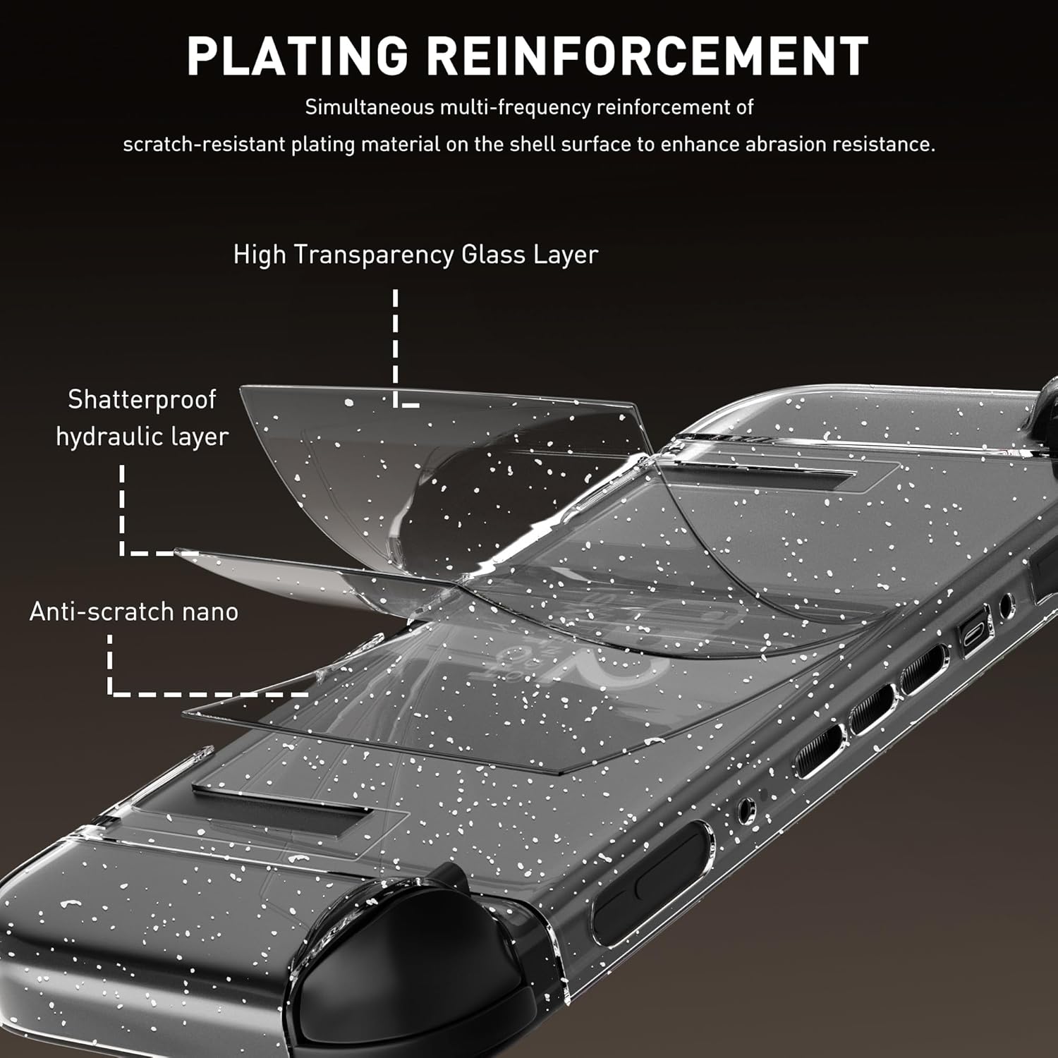 PAWDIARY Clear Switch 2 Accessories Case, Glitter PC Switch 2 Protective Cover for New Switch 2025 Console & Controller Grip with HD Screen Protector and 4 Thumb Caps, Sparkle Hardshell Skin Kit - Image 5