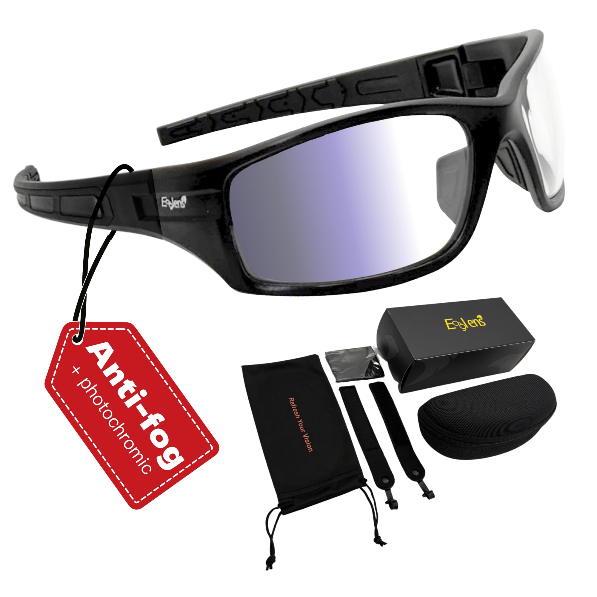 Eaglens.54 Shooting Glasses Photochromic Anti-fog Definition Lenses, ANSI Z87.1 Certified Tactical Airsoft Safety Glasses for Men Women