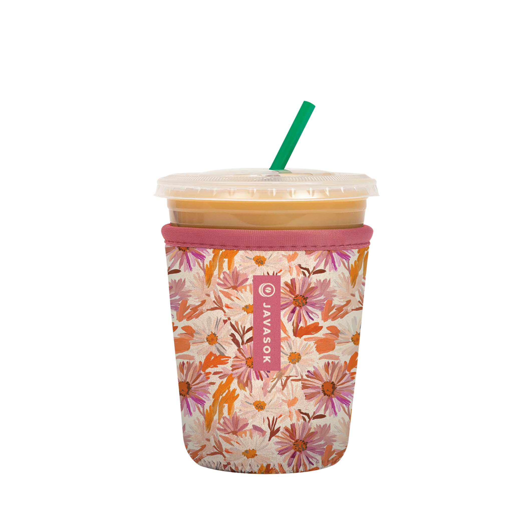 Sok It JavaSok Iced Coffee &amp; Cold Soda Insulated Neoprene Cup Sleeve (Pick Me Petals, Small: 16-20oz)