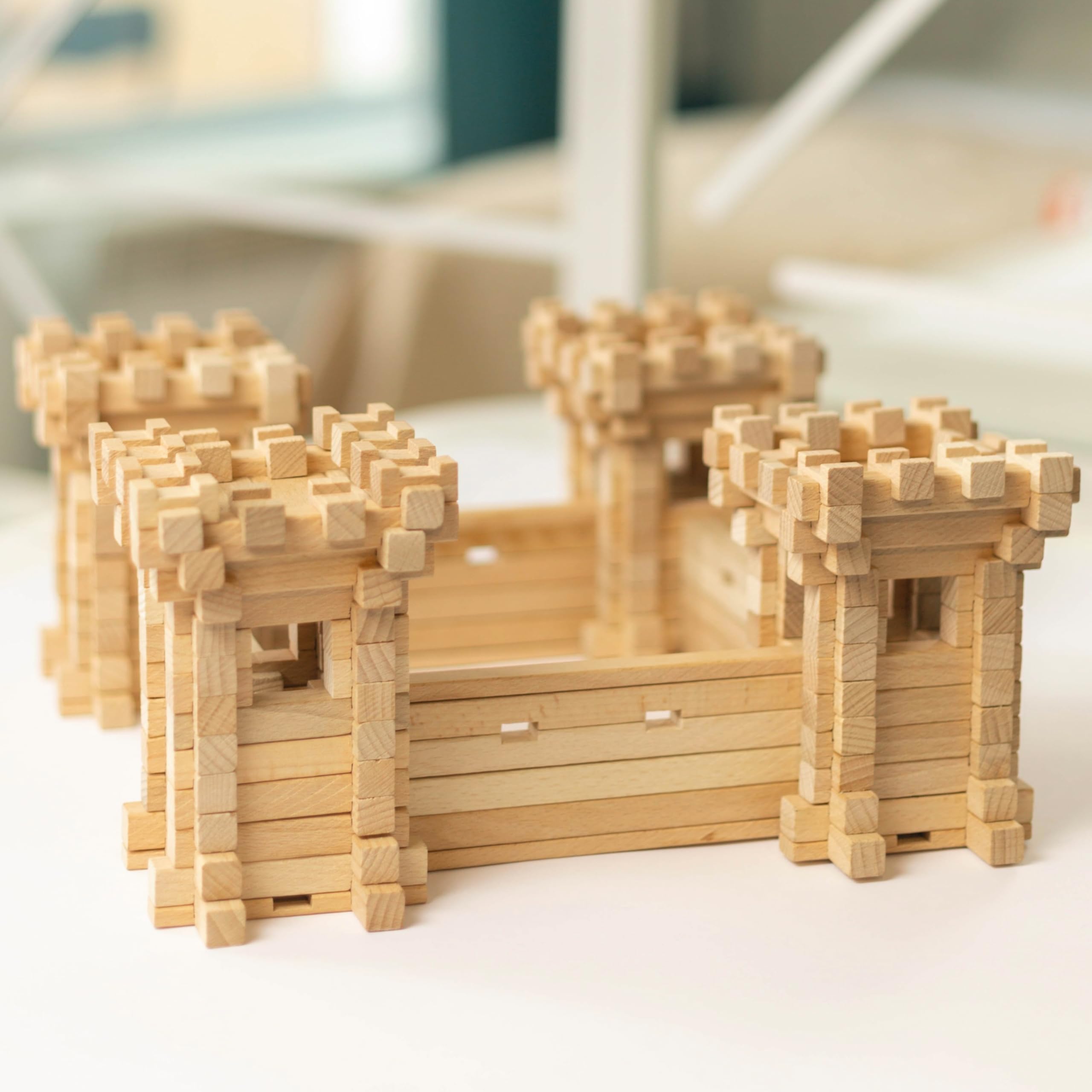 Igroteco Jeu de Construction en Bois – Muraille Série «Forteresse», 282 Pièces, Jouet Éducatif Écologique à Assembler pour Enfants dès 8 Ans